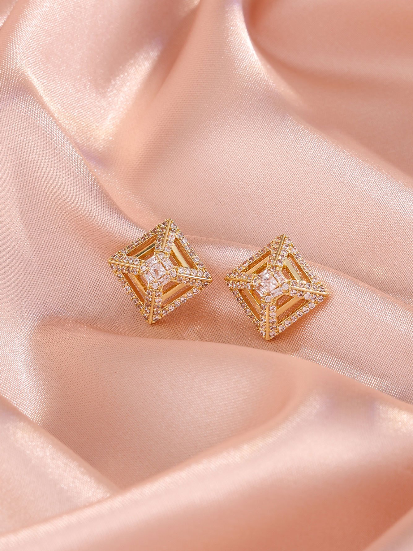 Gold Texture Stud Earrings
