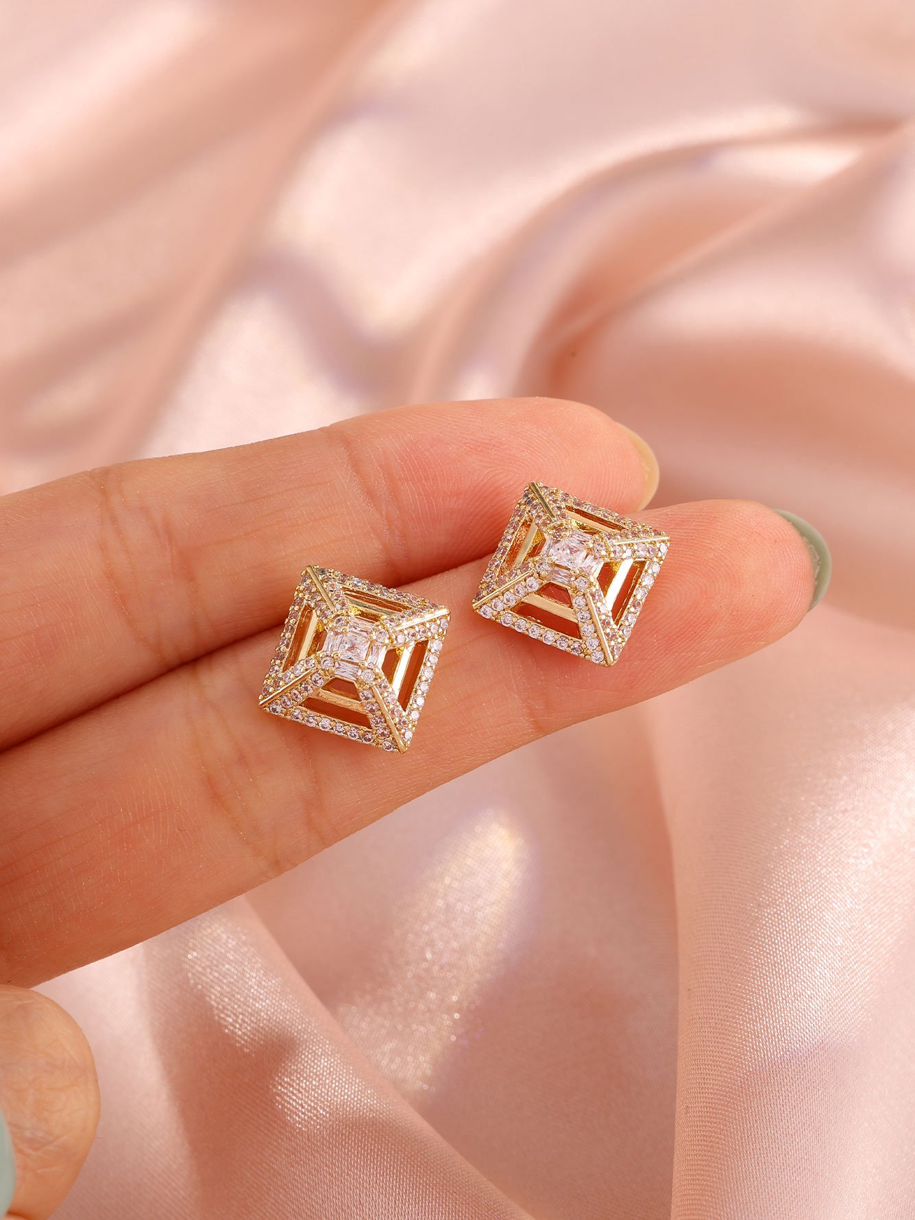 Gold Texture Stud Earrings