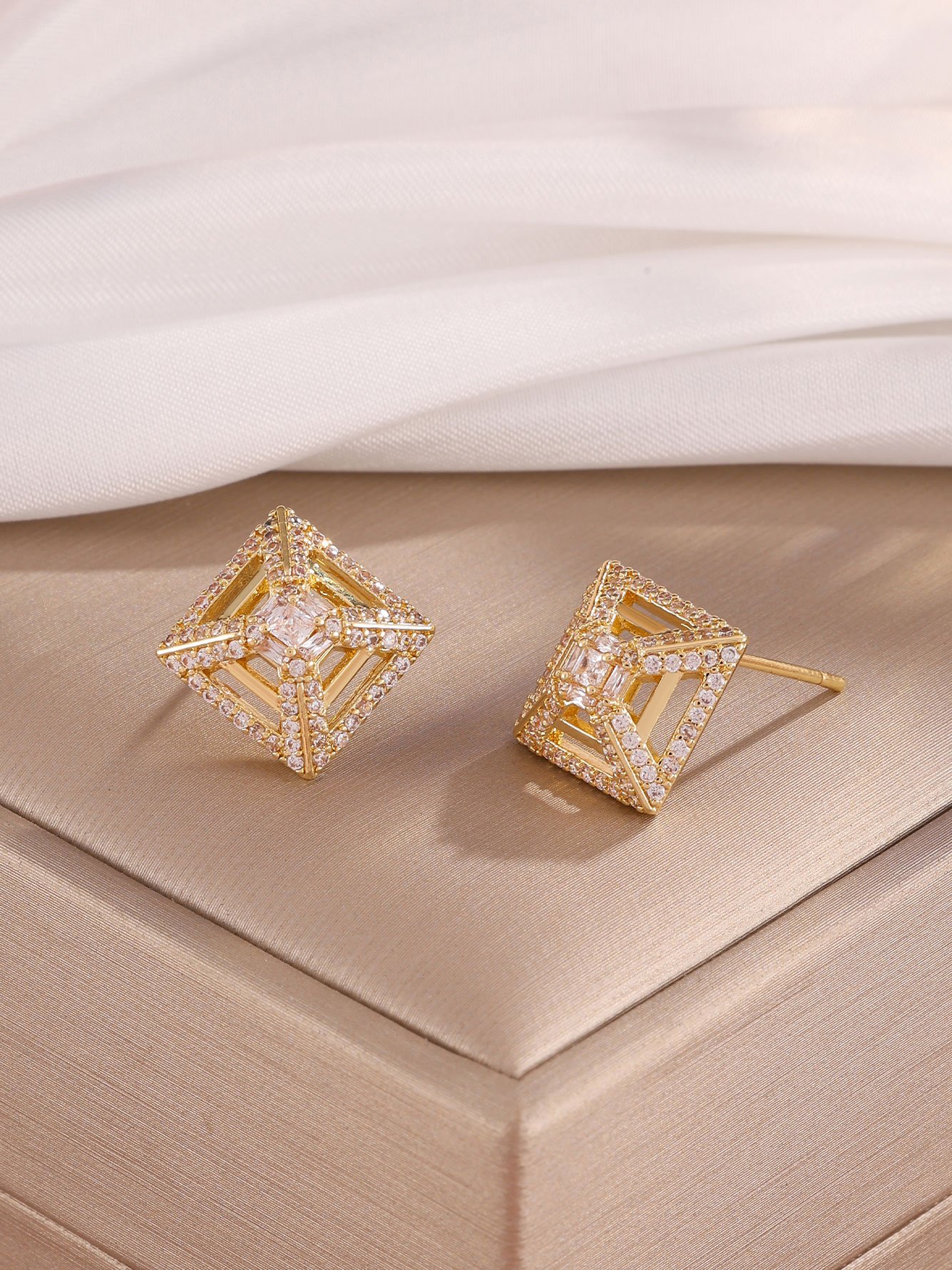 Gold Texture Stud Earrings