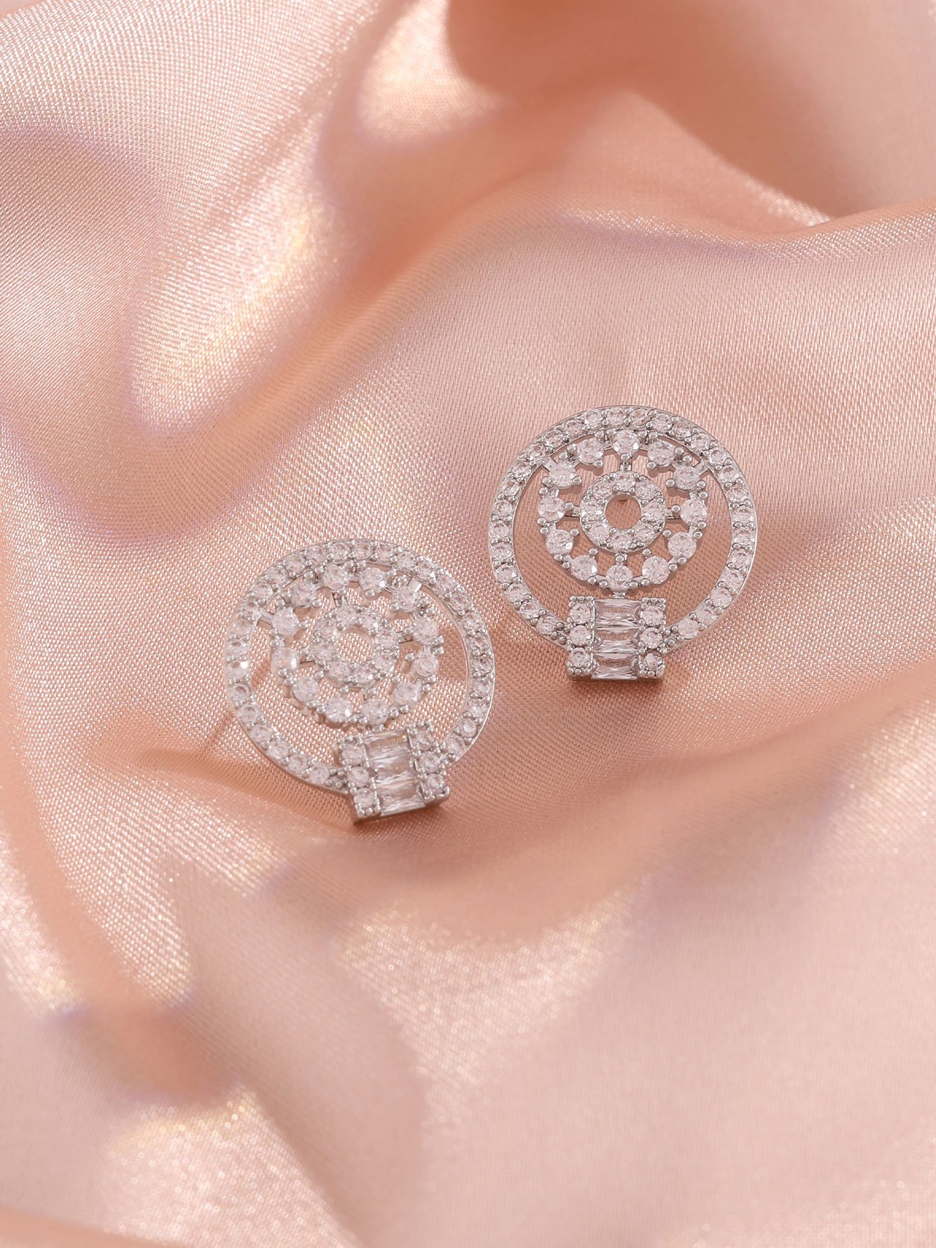 Silver Texture Stud Earrings