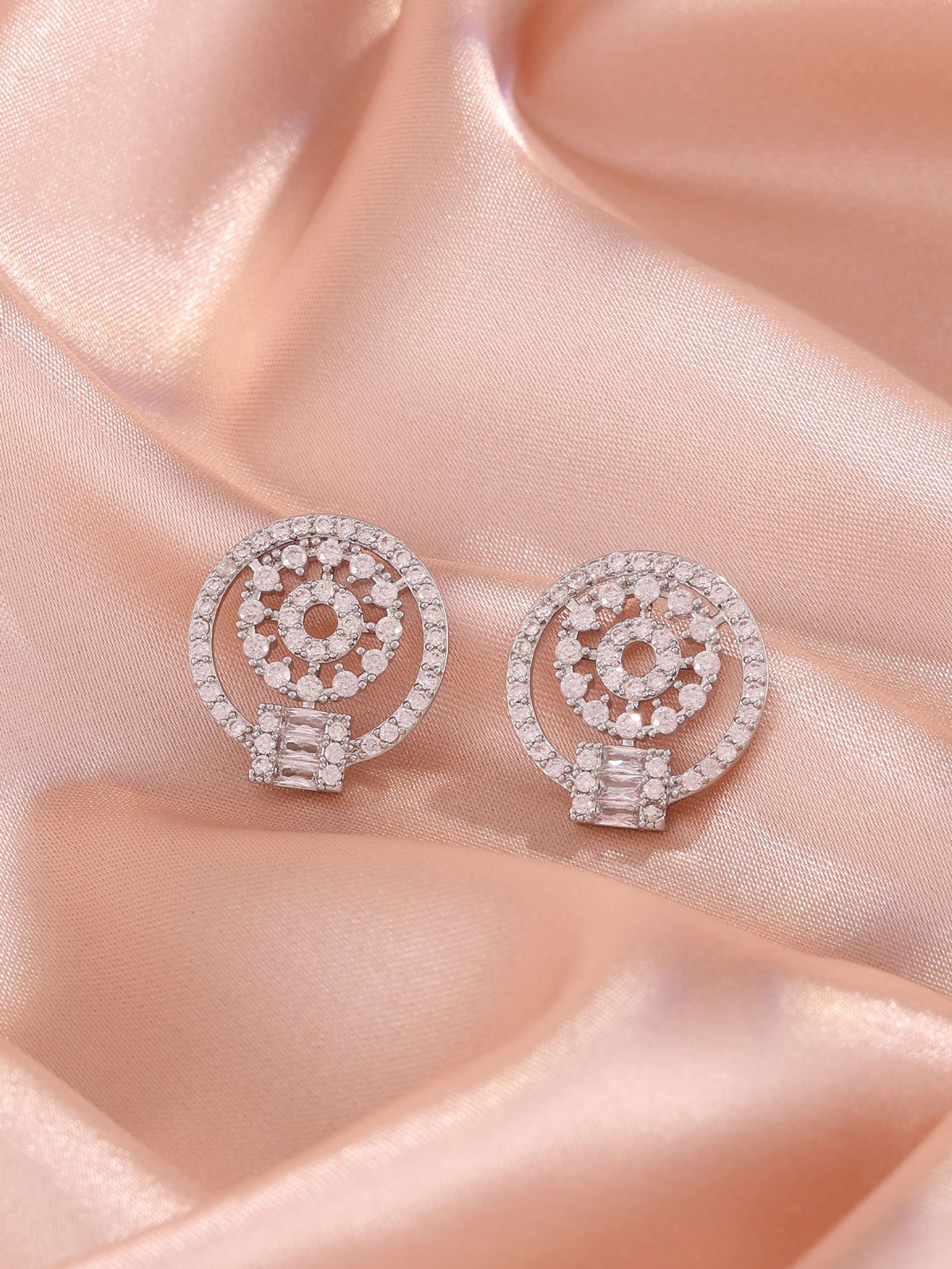 Silver Texture Stud Earrings