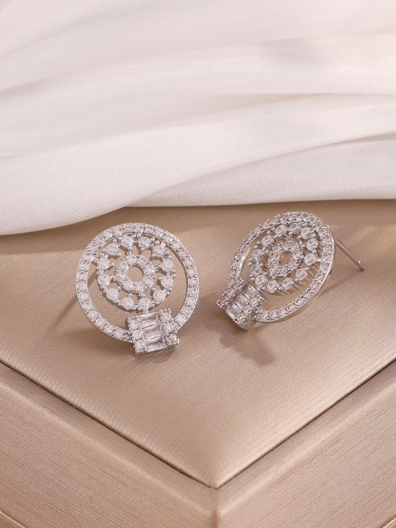 Silver Texture Stud Earrings