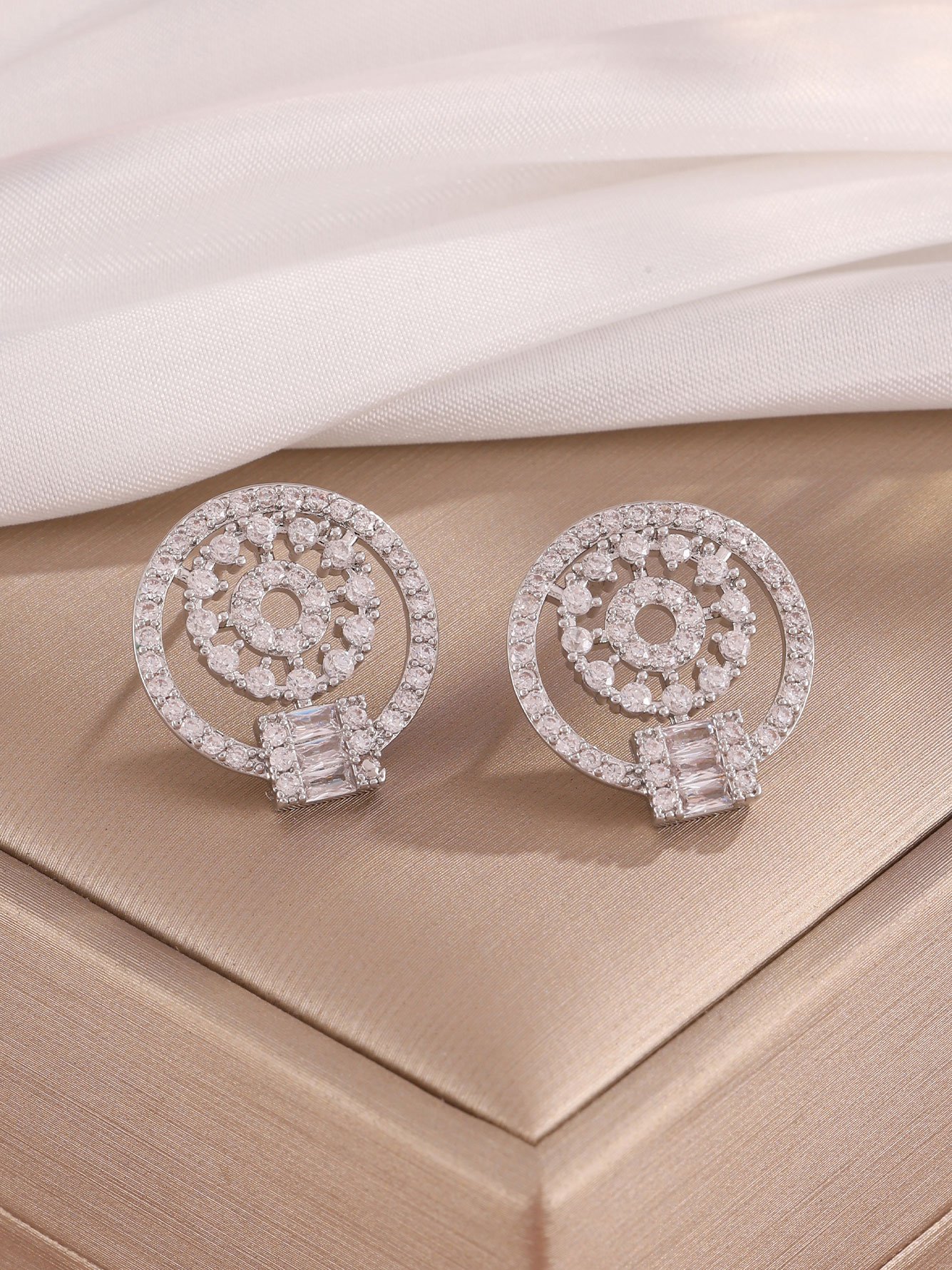 Silver Texture Stud Earrings