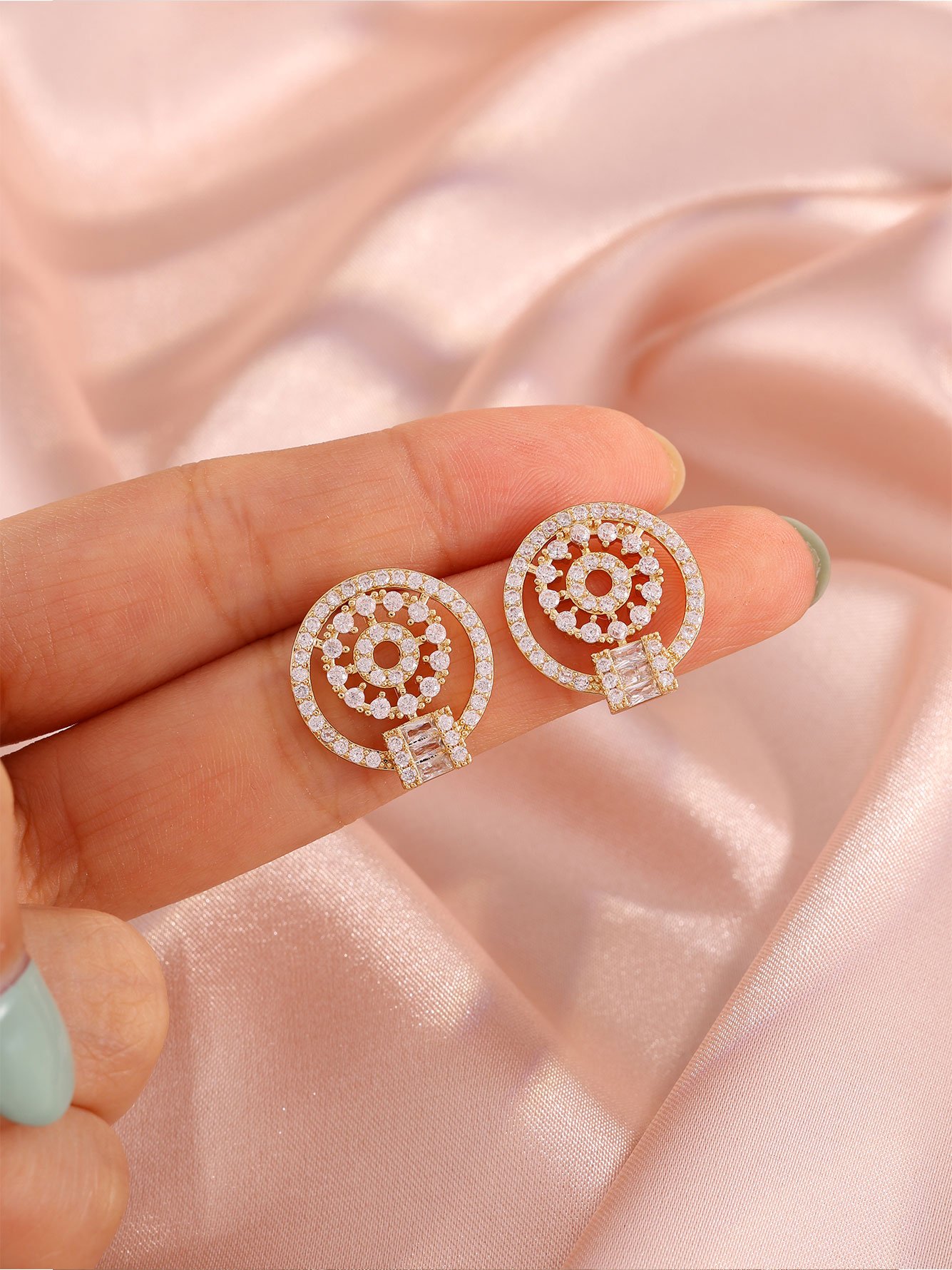 Gold Texture Stud Earrings