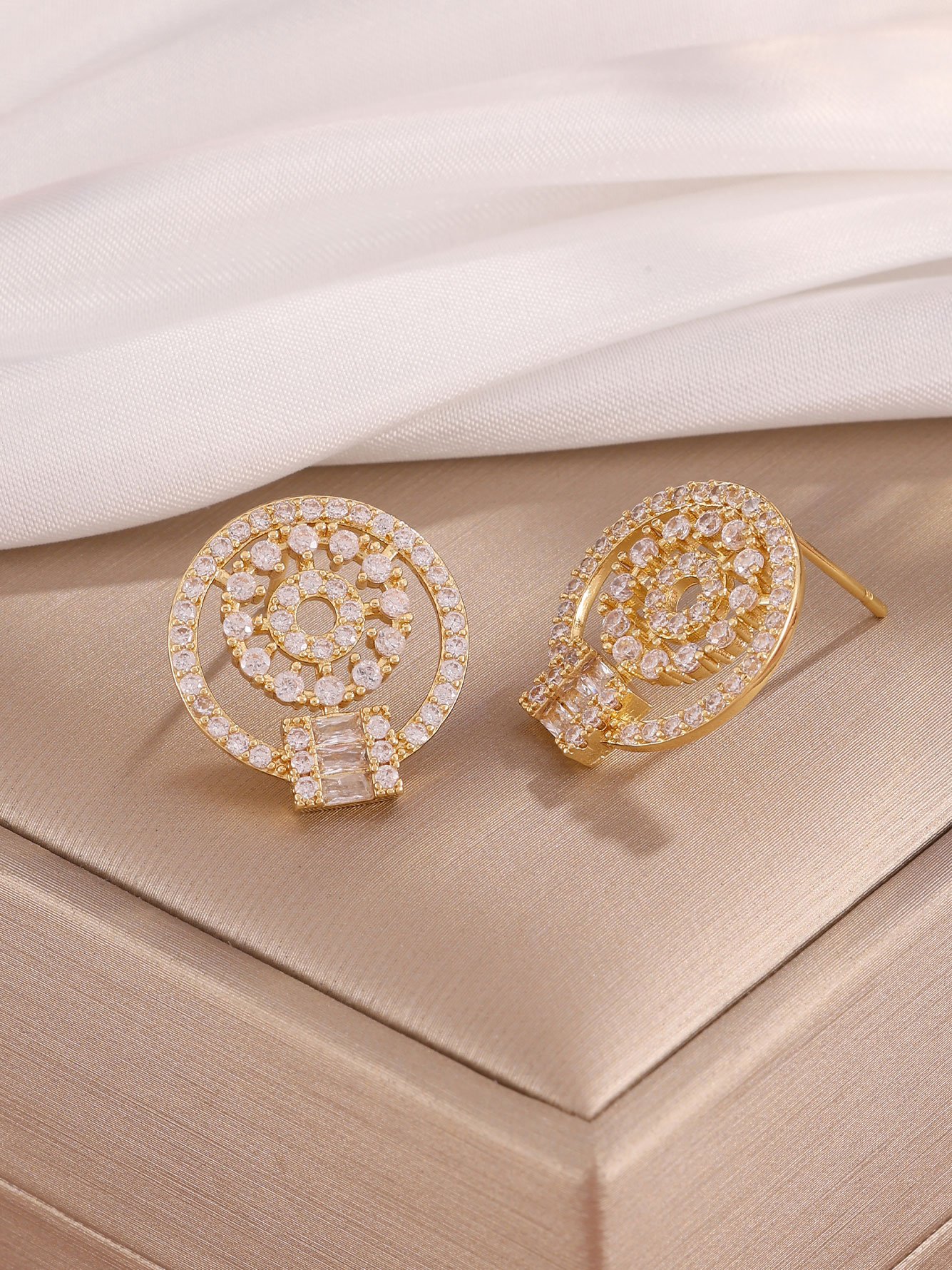 Gold Texture Stud Earrings