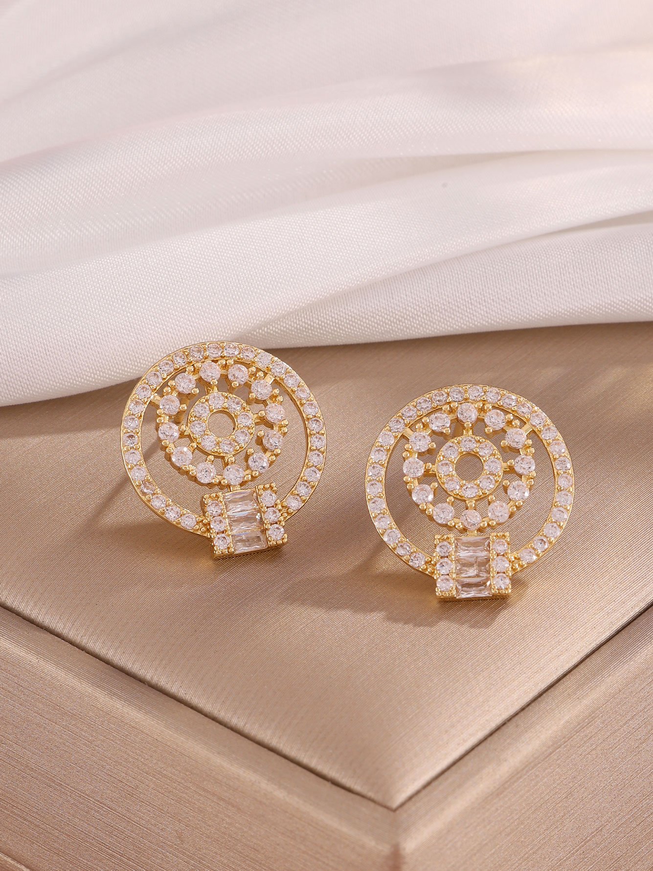 Gold Texture Stud Earrings