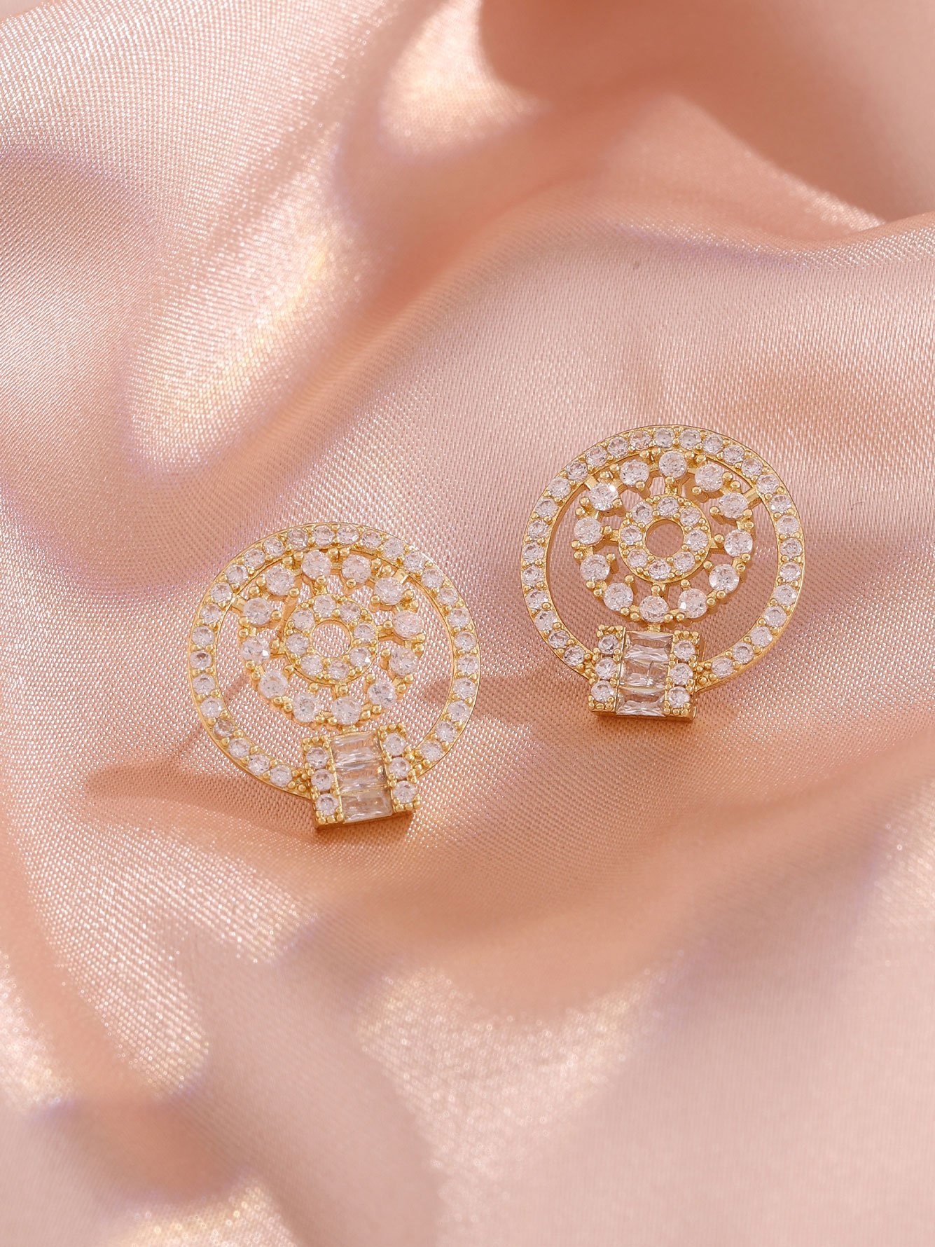 Gold Texture Stud Earrings