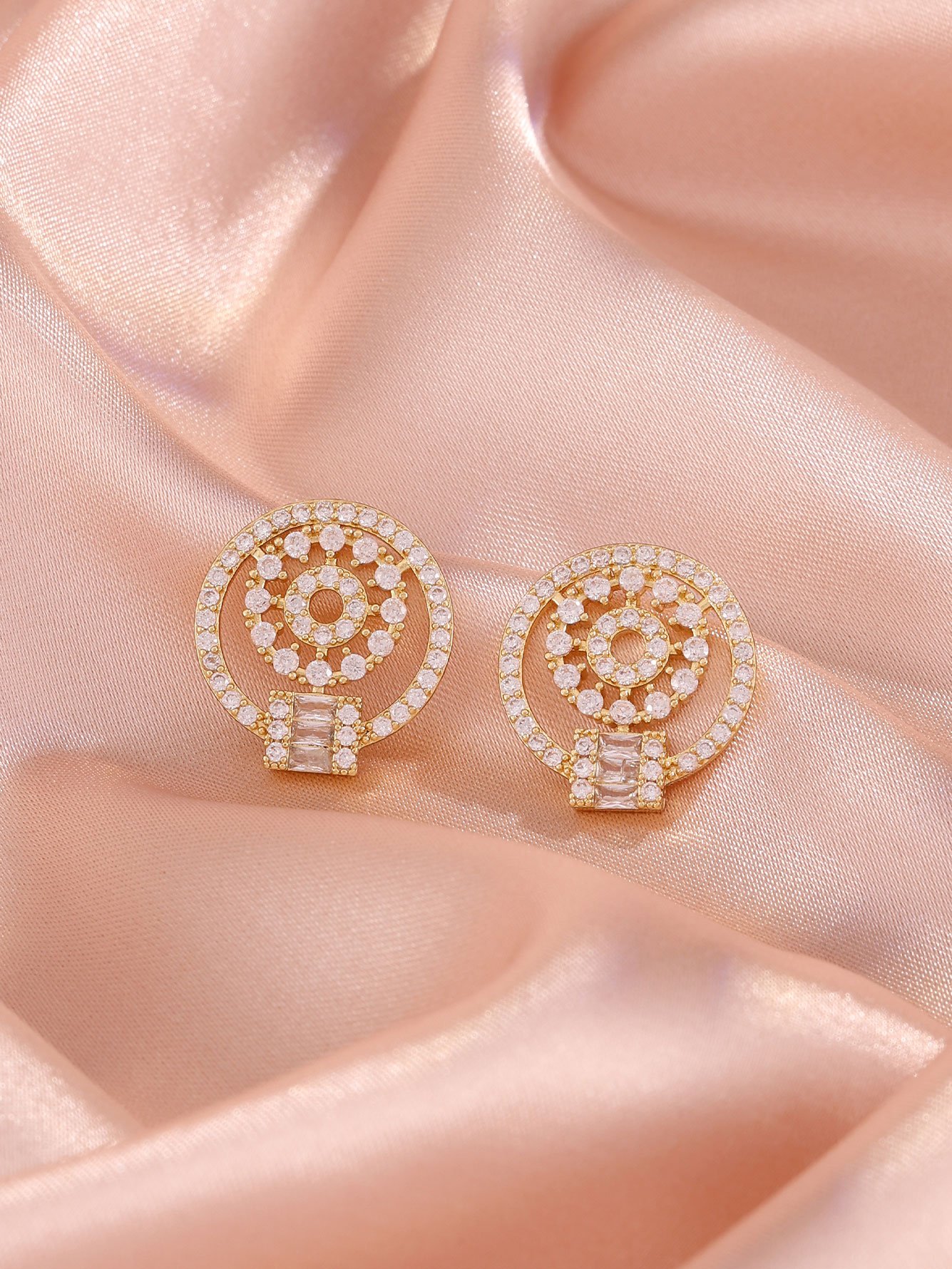 Gold Texture Stud Earrings