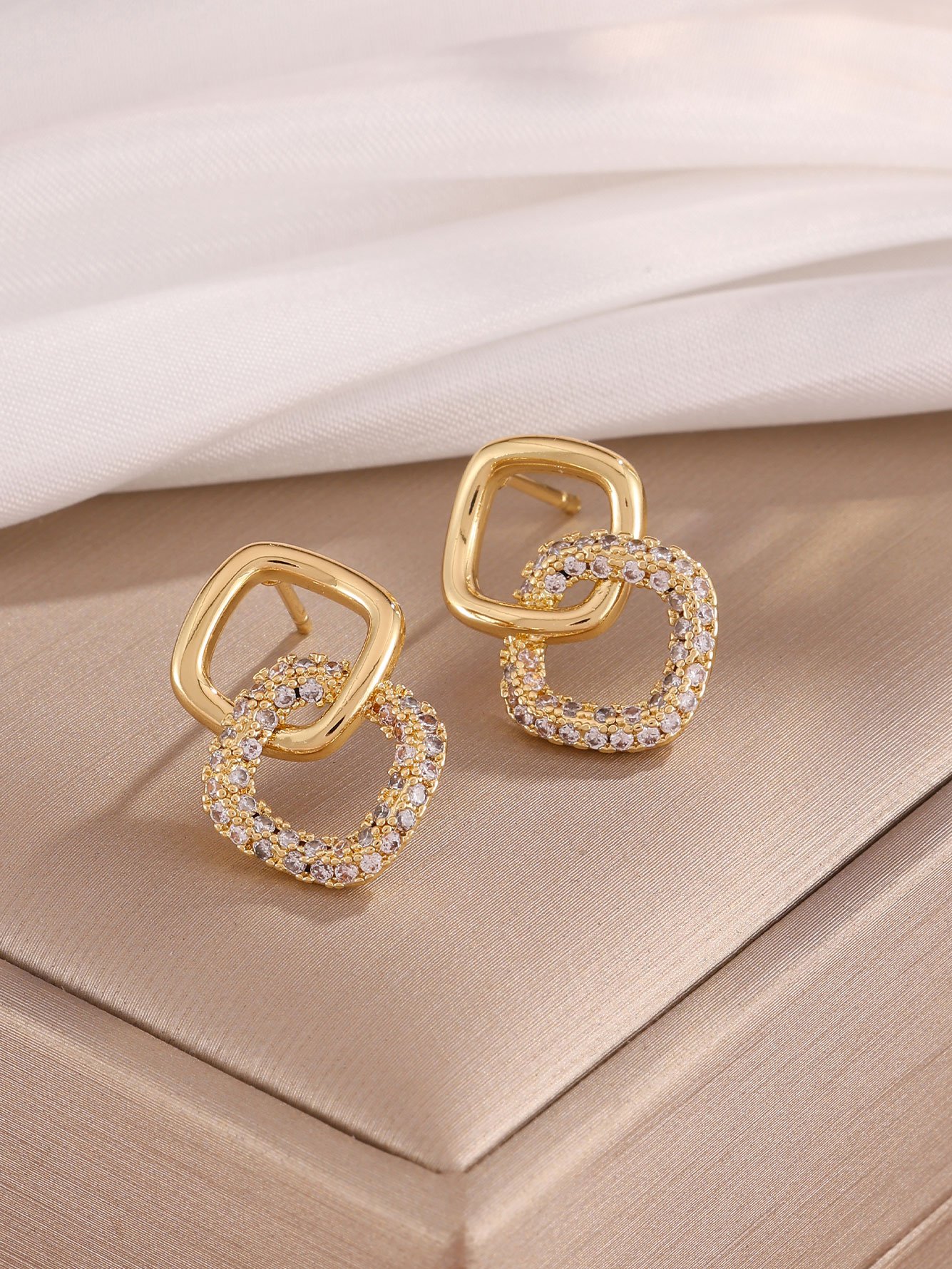 Gold Texture Stud Earrings