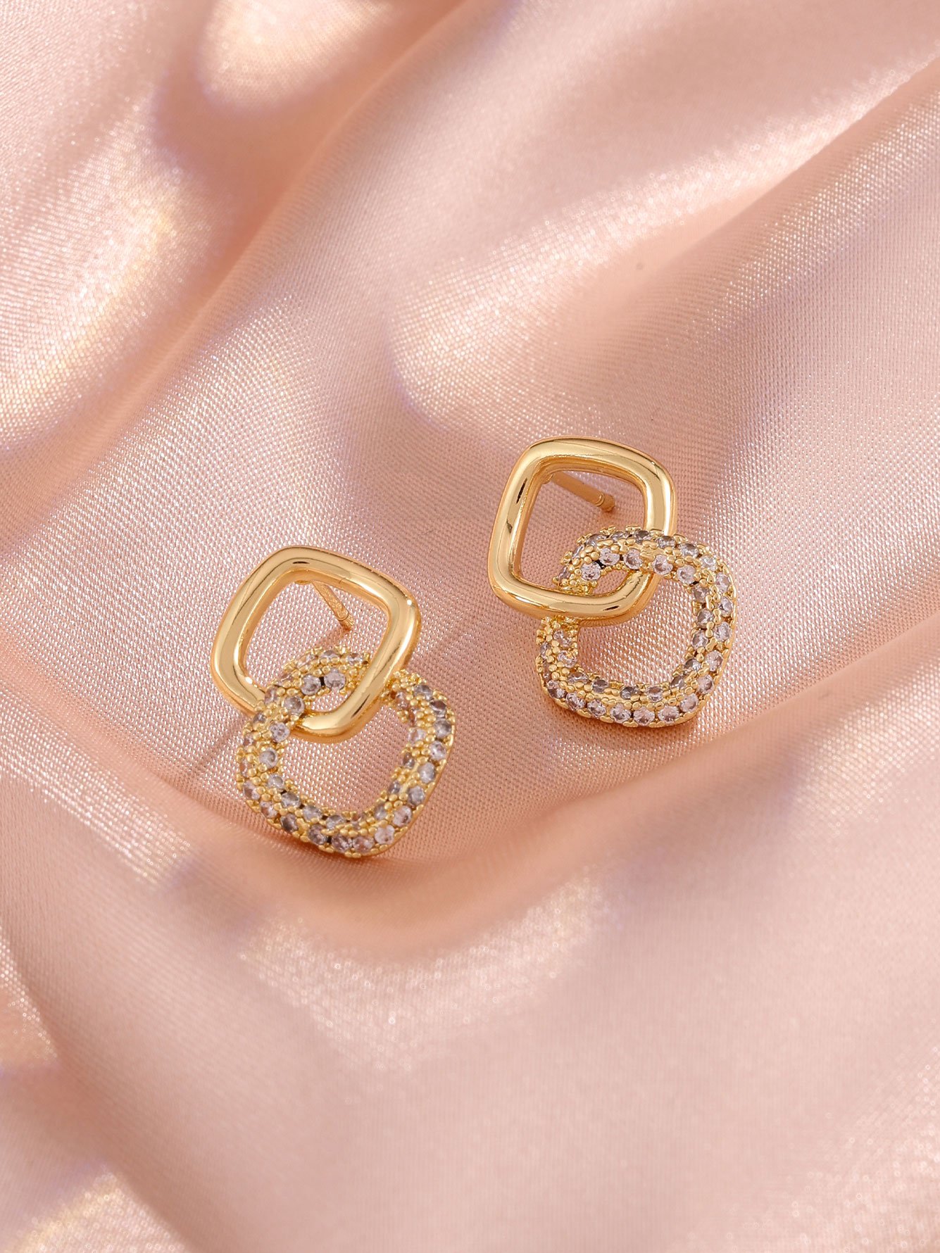 Gold Texture Stud Earrings