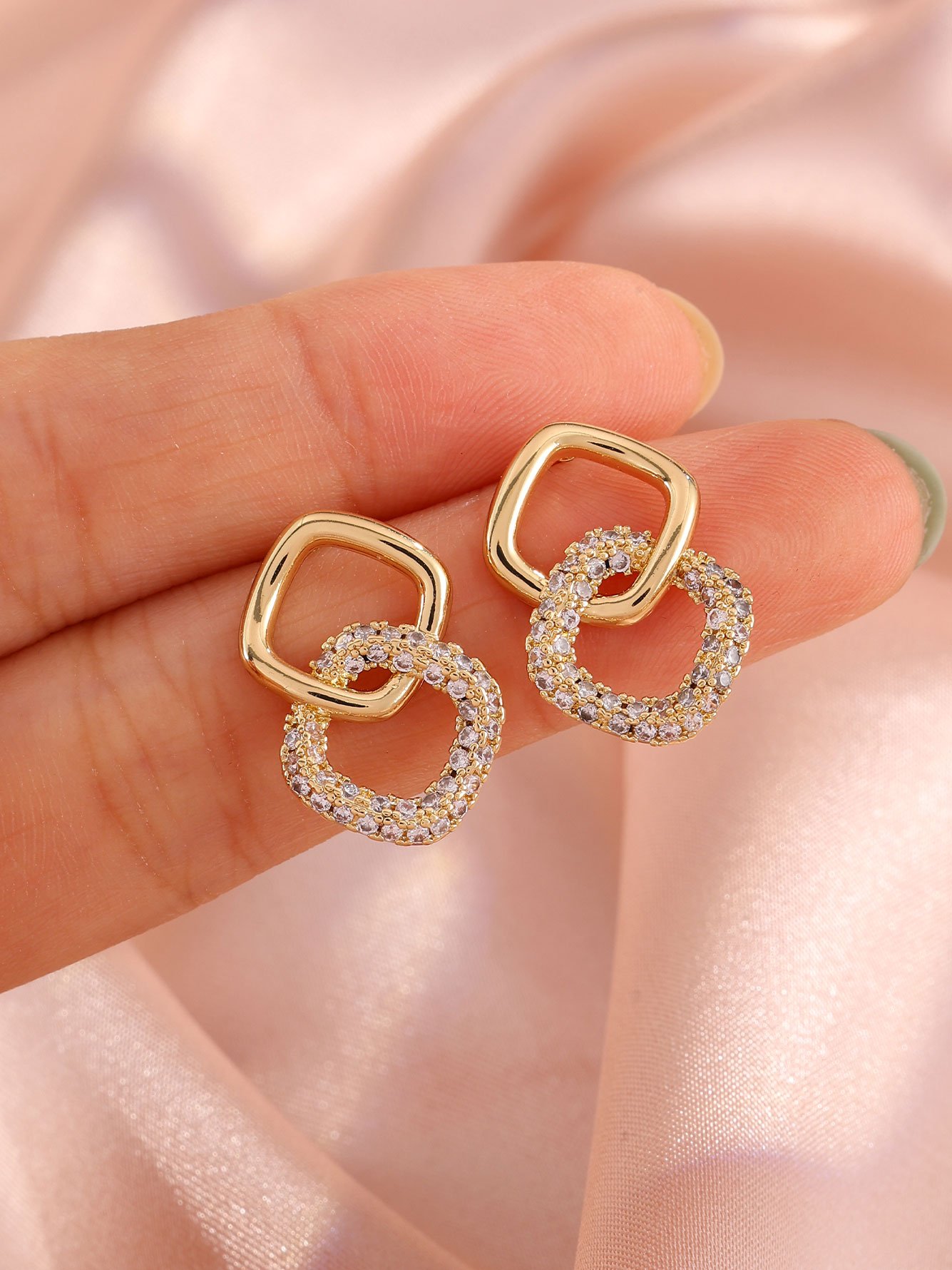 Gold Texture Stud Earrings