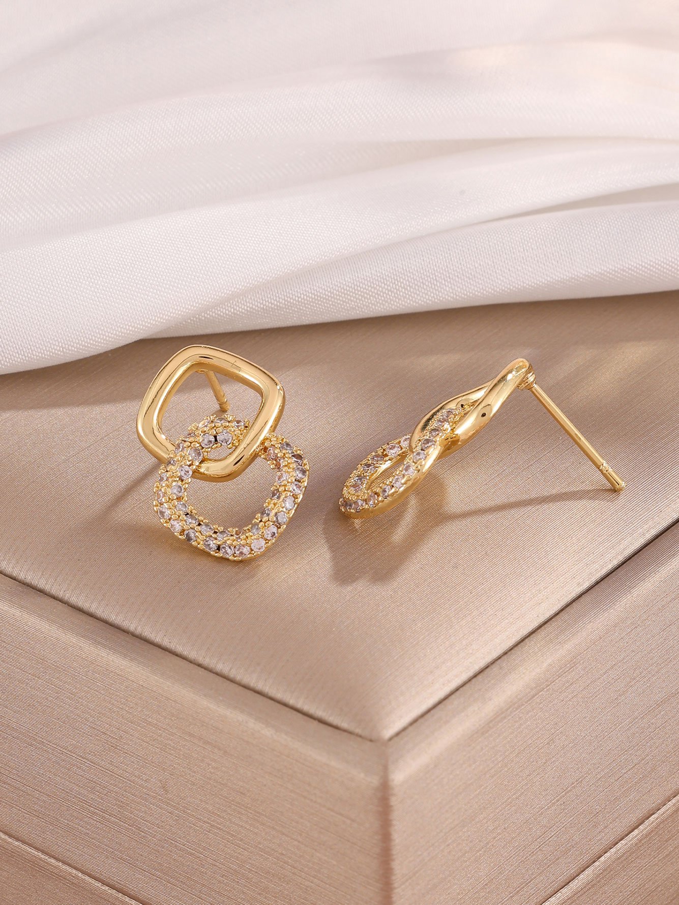 Gold Texture Stud Earrings