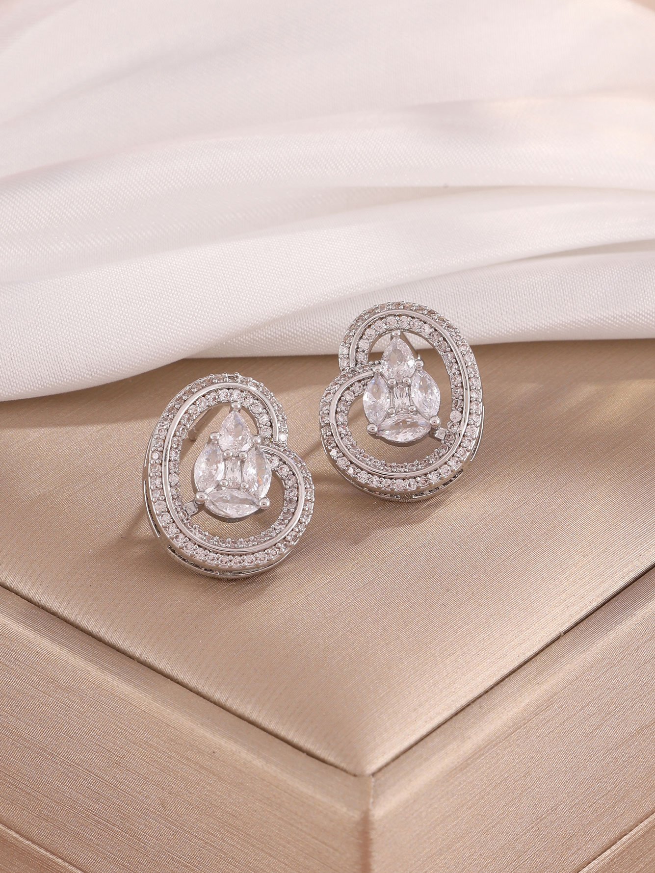 Silver Texture Stud Earrings
