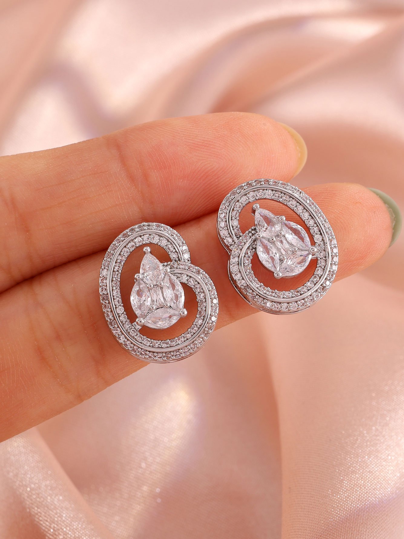 Silver Texture Stud Earrings