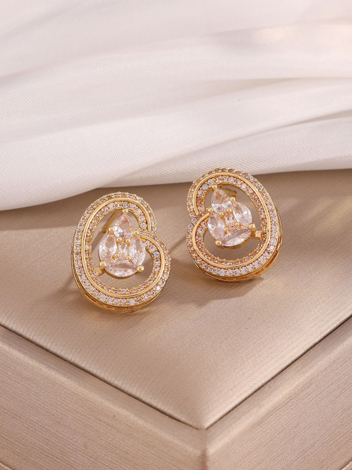 Gold Solid Stud Earrings