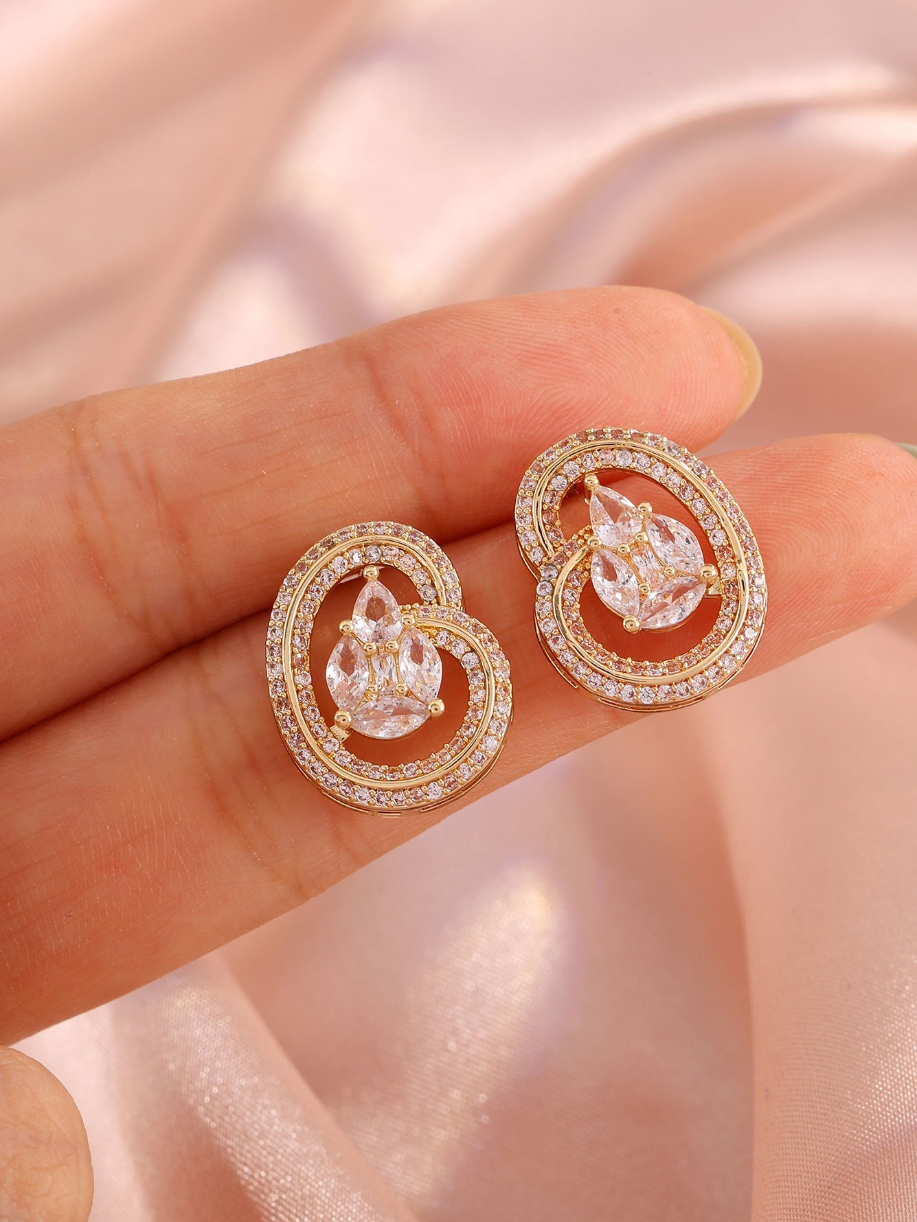 Gold Solid Stud Earrings