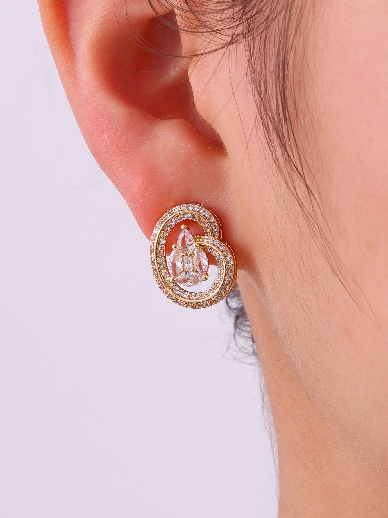 Gold Solid Stud Earrings