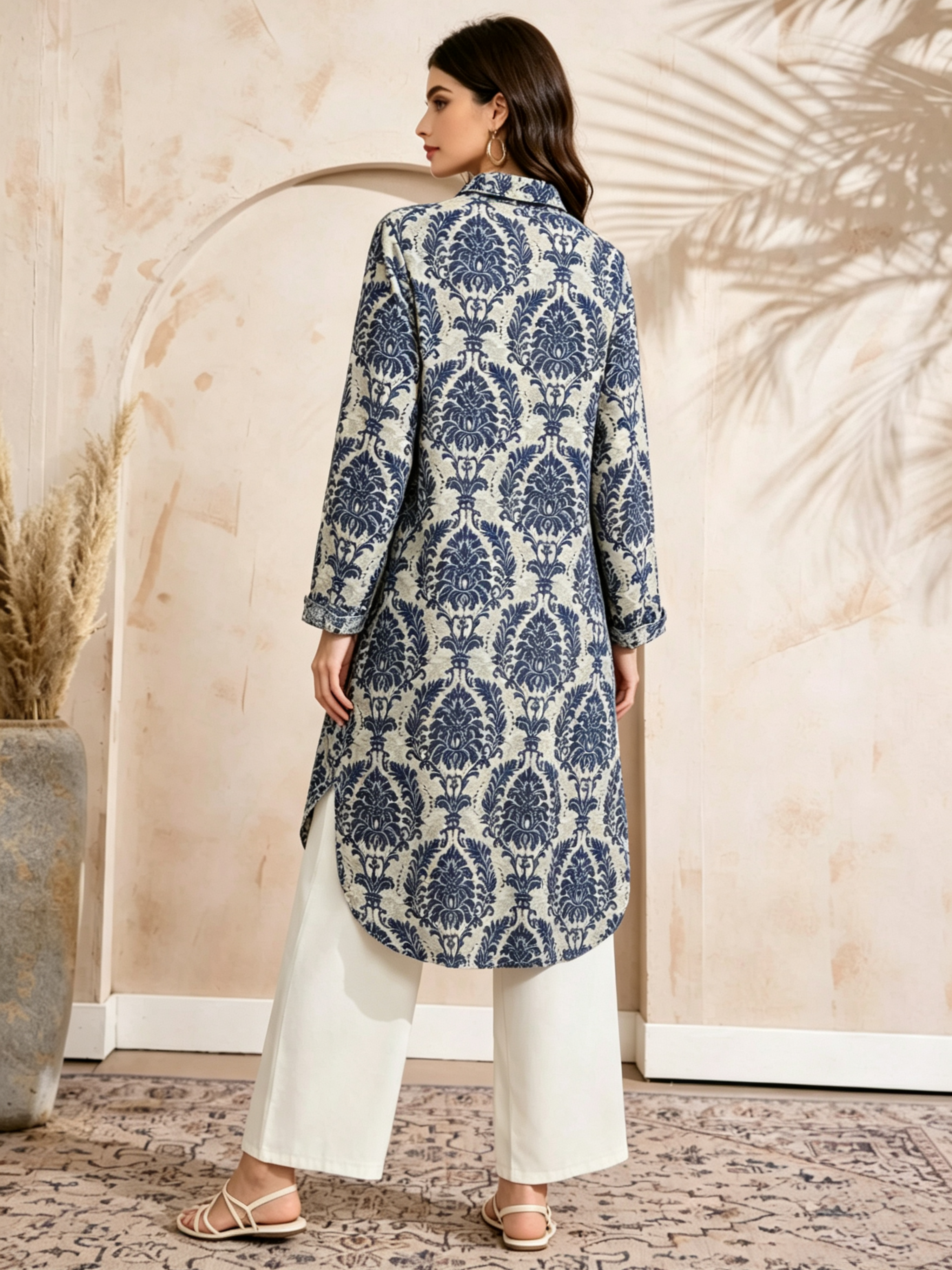 Blue Printed Long Sleeves Regular Shirt