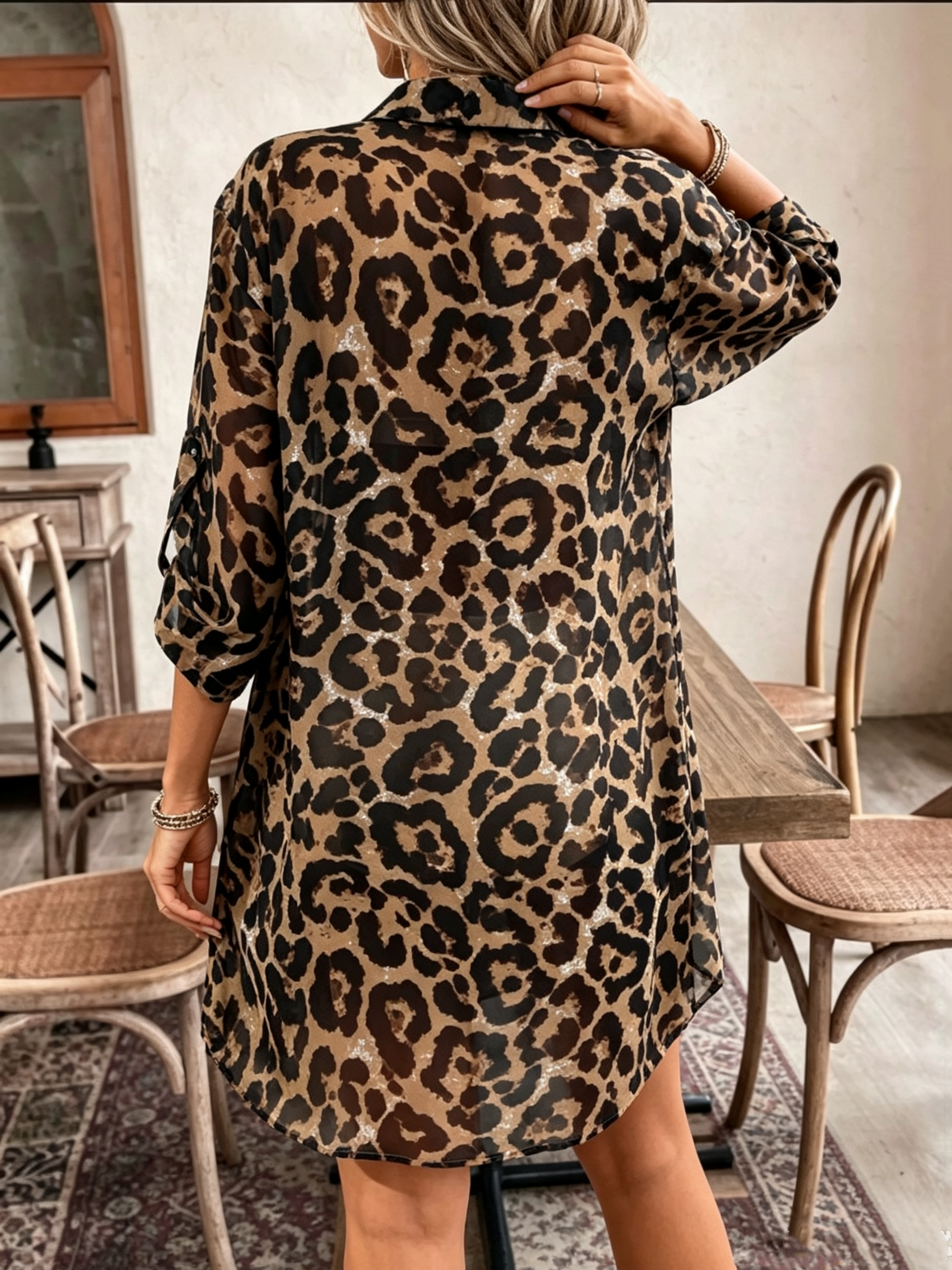 Brown Printed Long Sleeves Relaxed Shirt