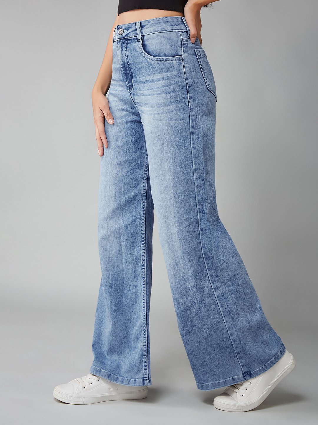 Light Blue Mid Rise Baggy Jeans