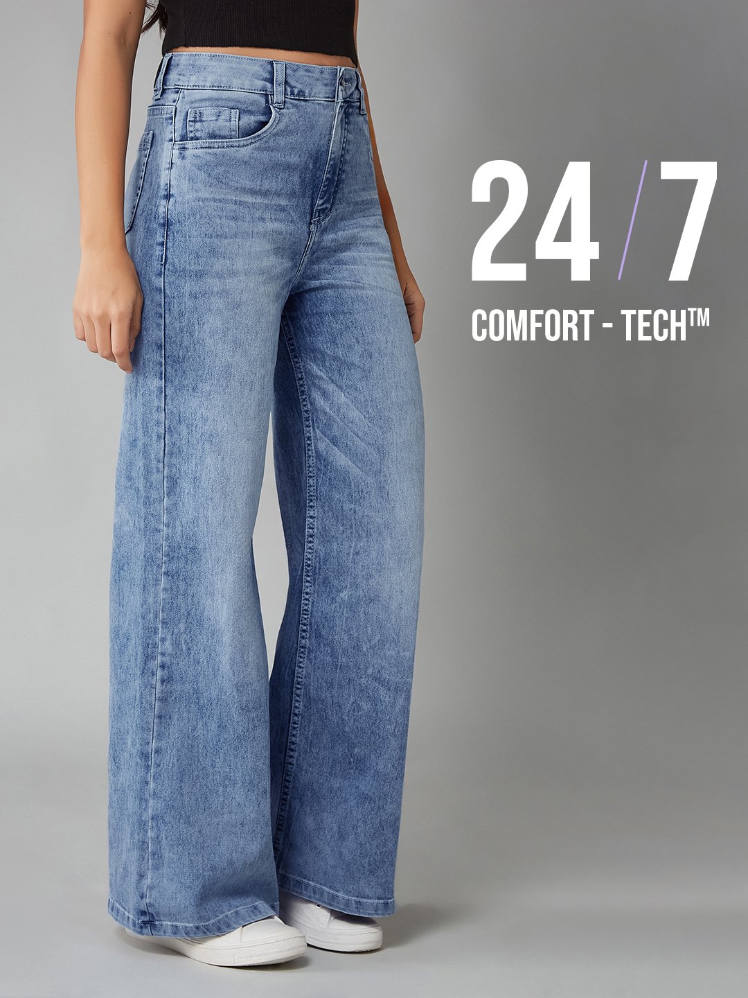 Light Blue Mid Rise Baggy Jeans