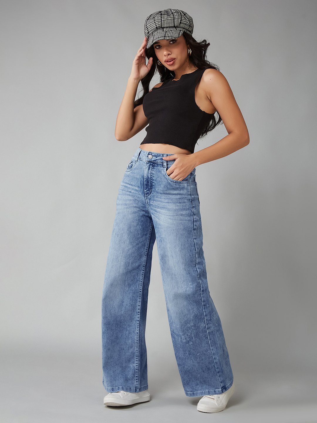 Light Blue Mid Rise Baggy Jeans