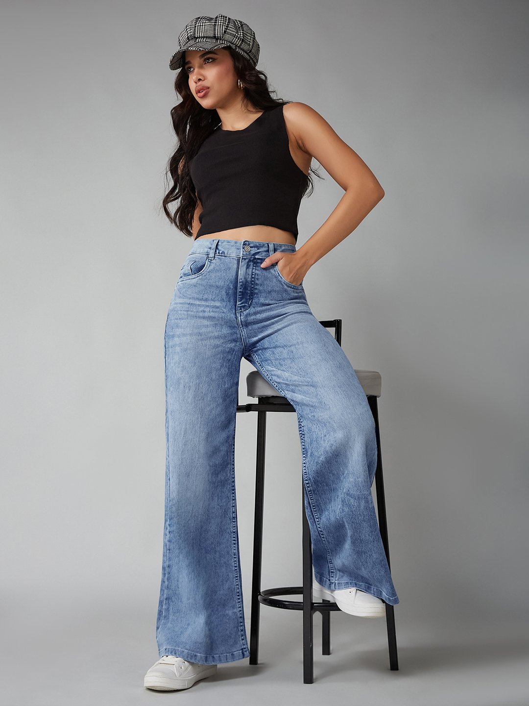 Light Blue Mid Rise Baggy Jeans