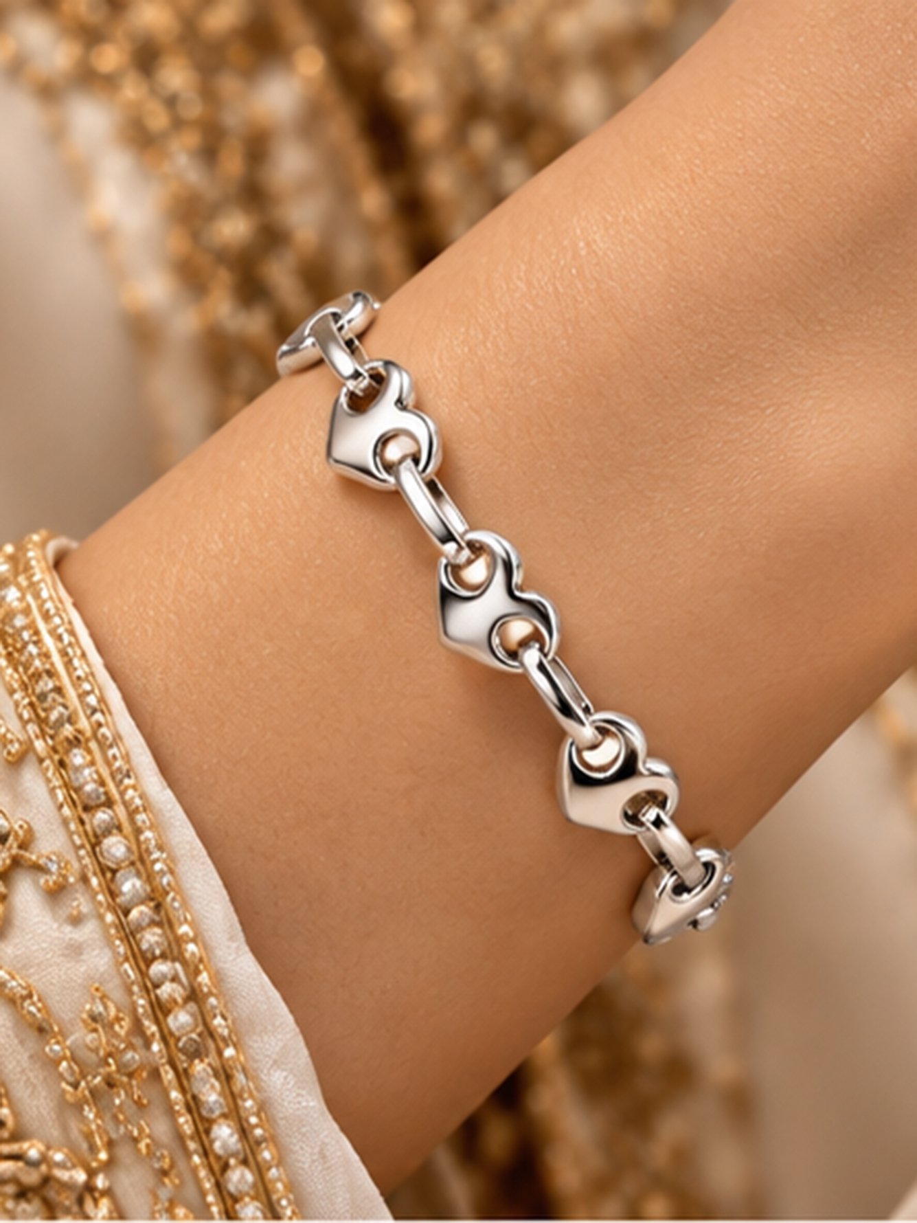 Silver Solid Charm Bracelet