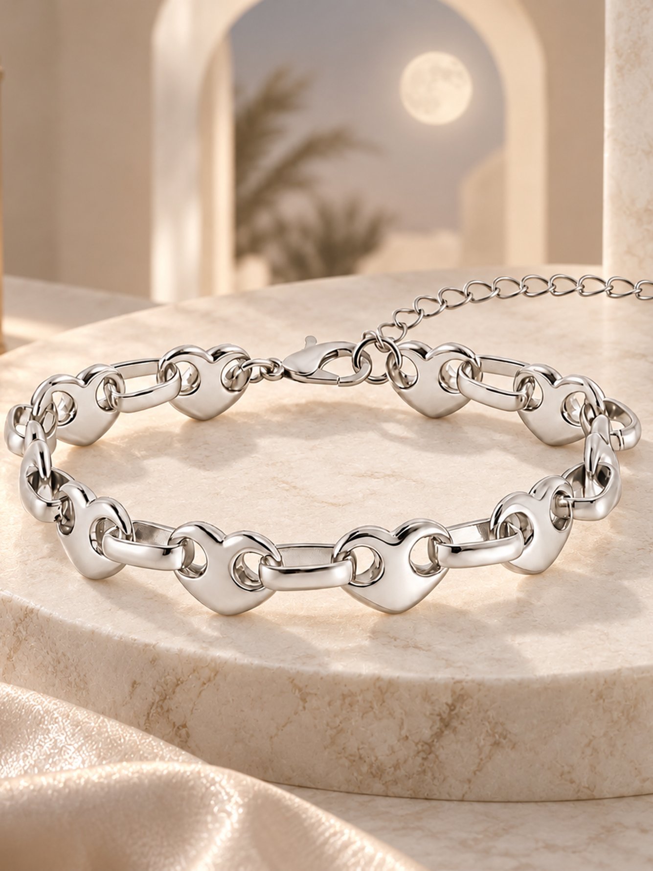 Silver Solid Charm Bracelet