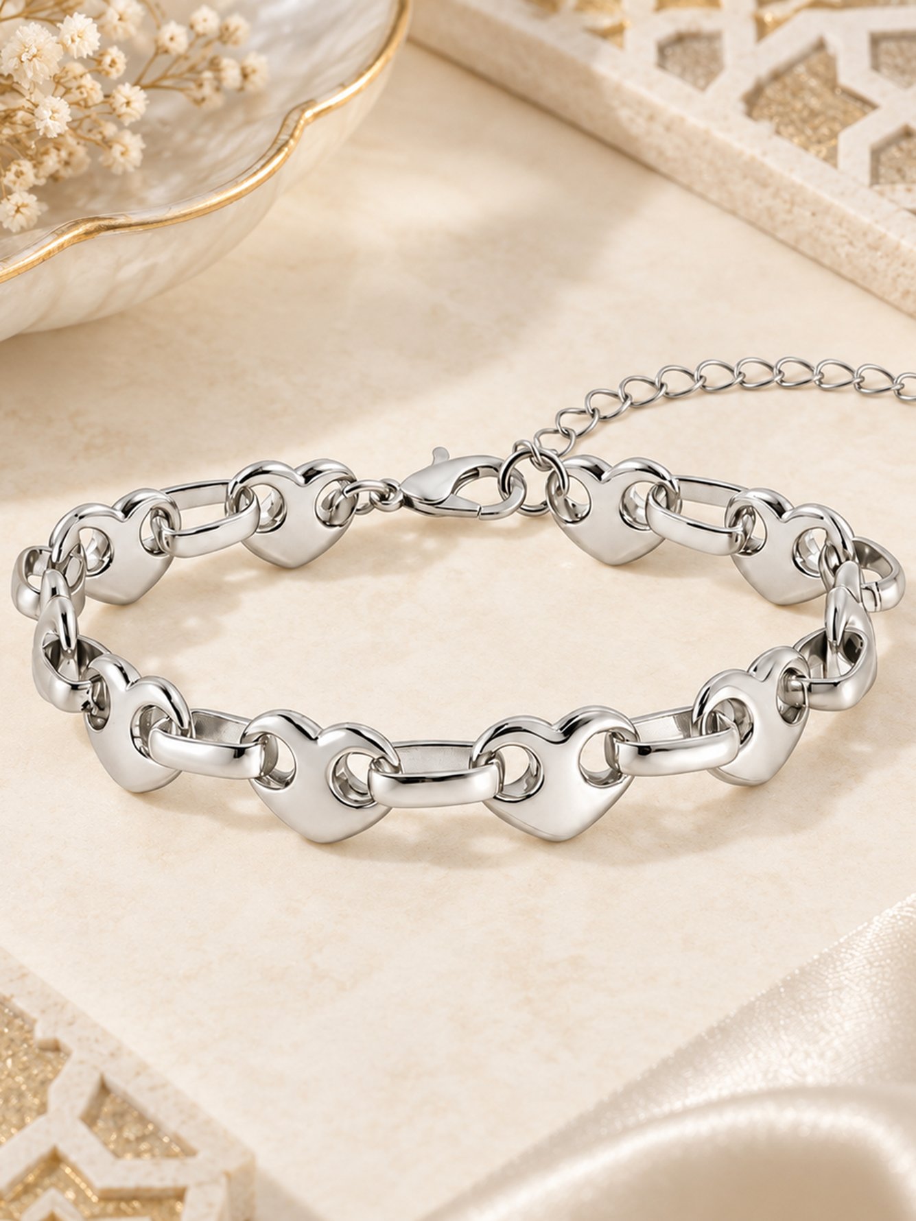 Silver Solid Charm Bracelet