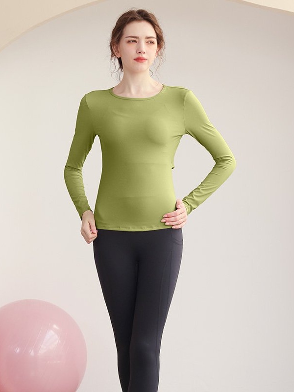 Green Long Sleeve Activewear Top