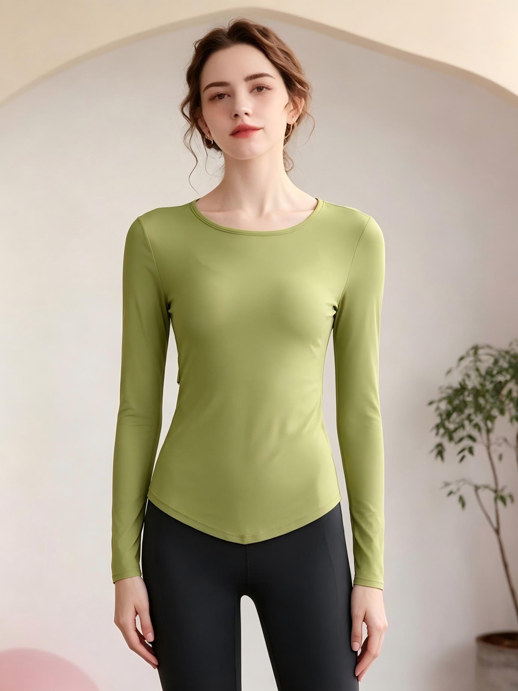 Green Long Sleeve Activewear Top
