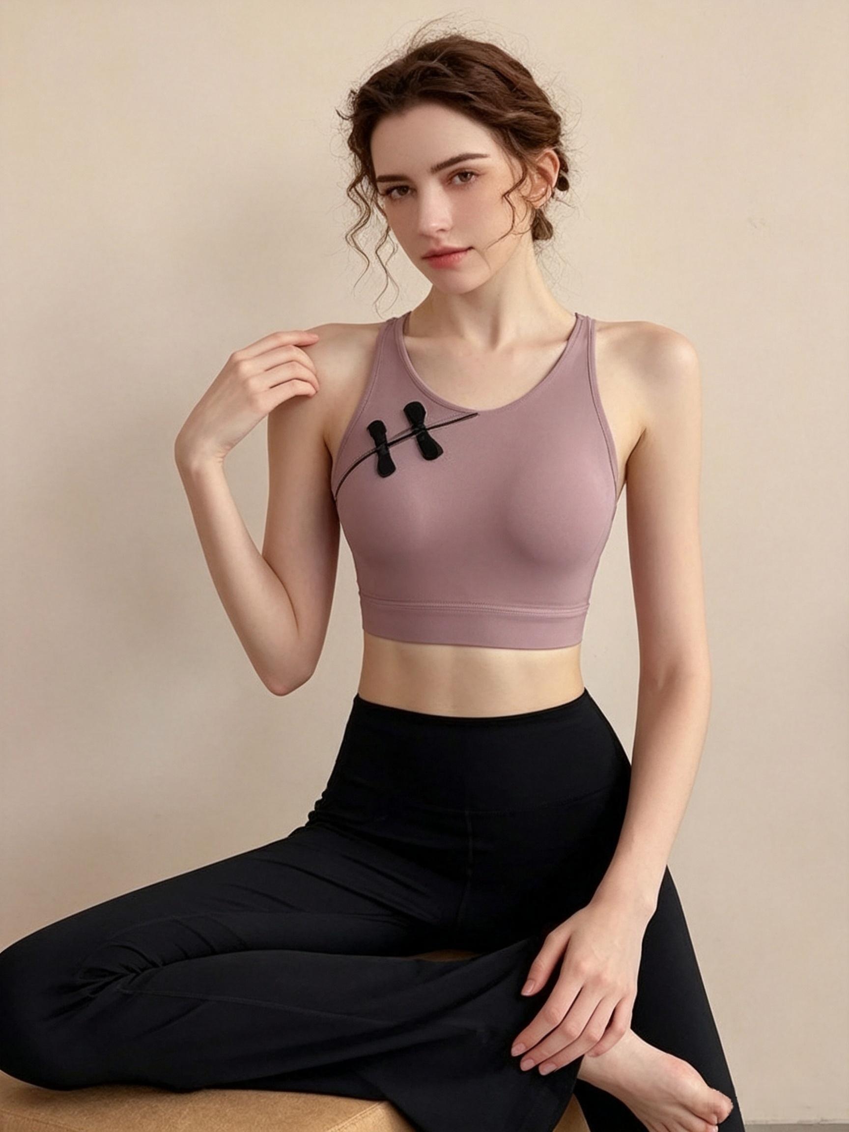 Pink Activewear Sports Bra with Knot Detail