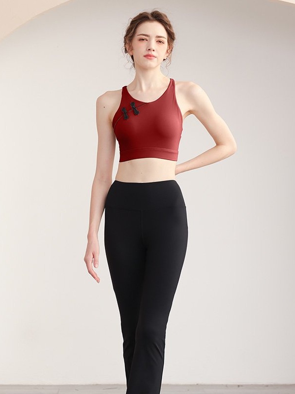 Burgundy Activewear Sports Bra with Knot Detail