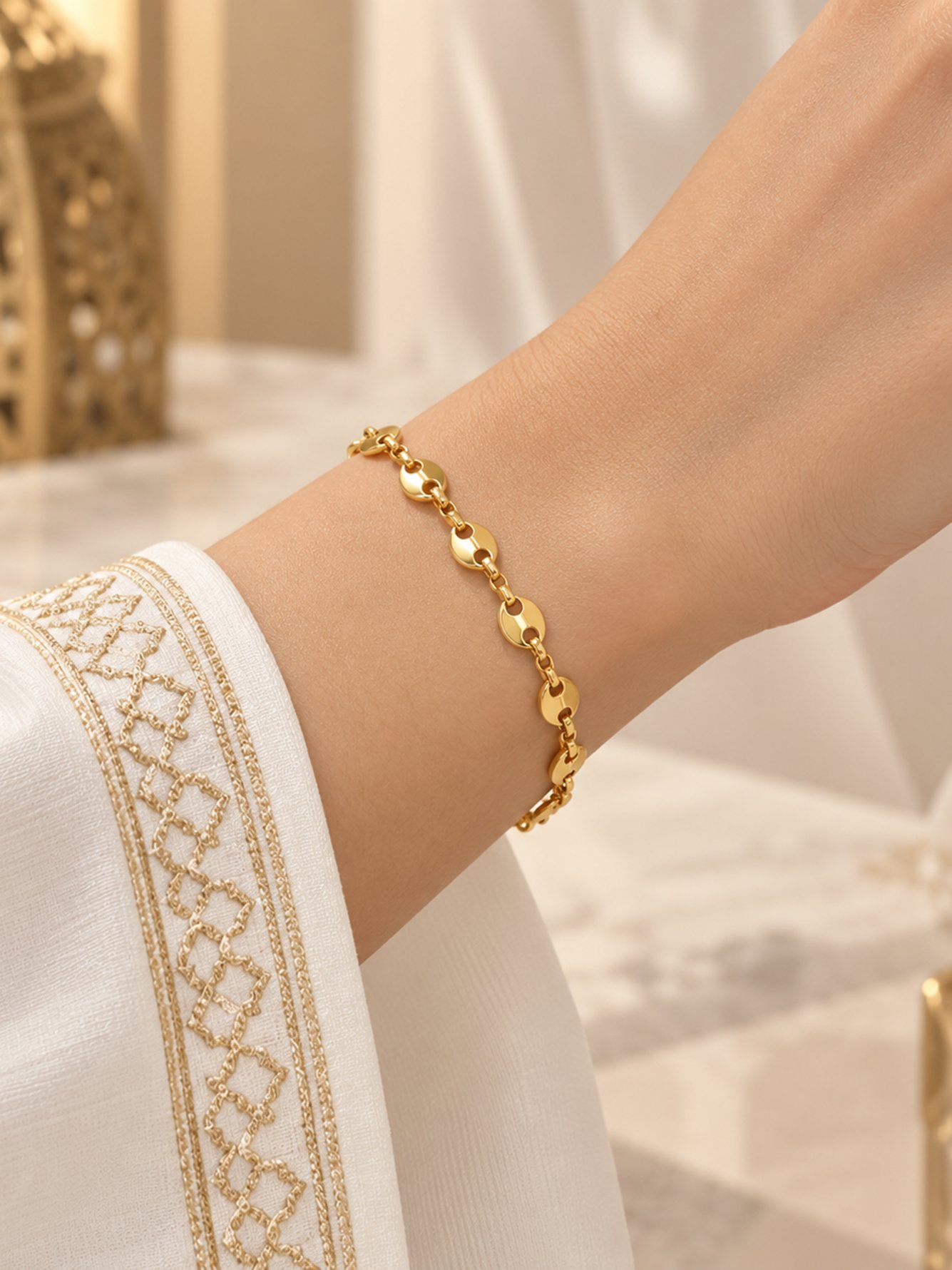 Gold Solid Charm Bracelet