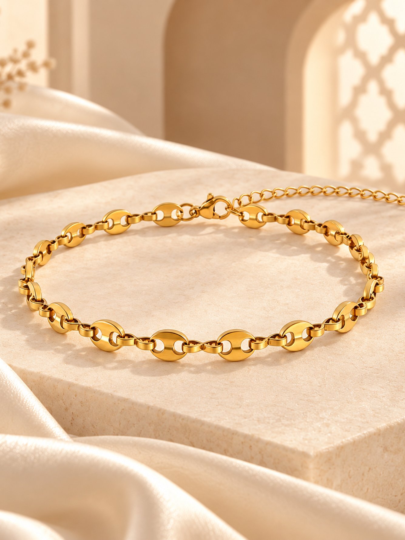 Gold Solid Charm Bracelet