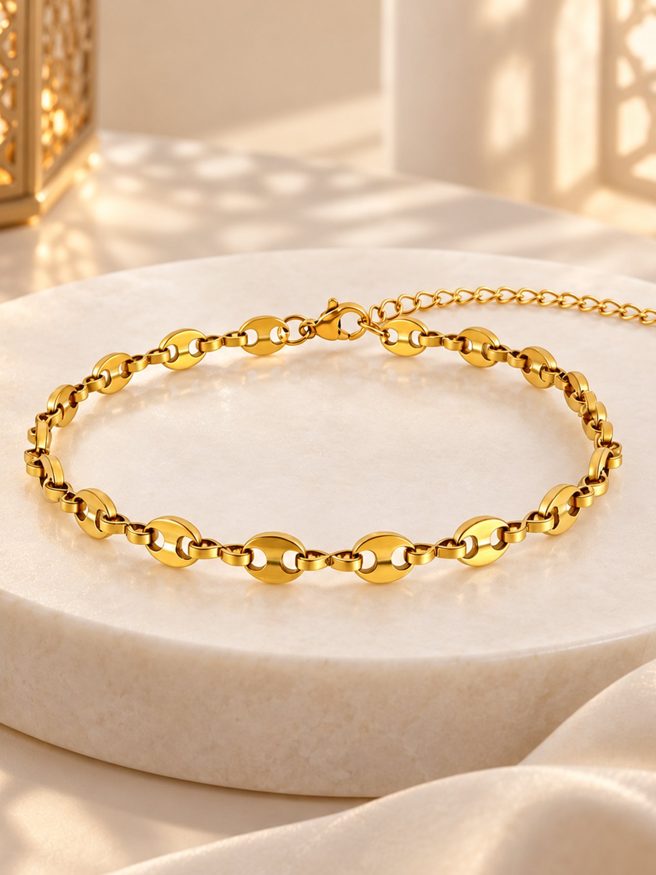 Gold Solid Charm Bracelet