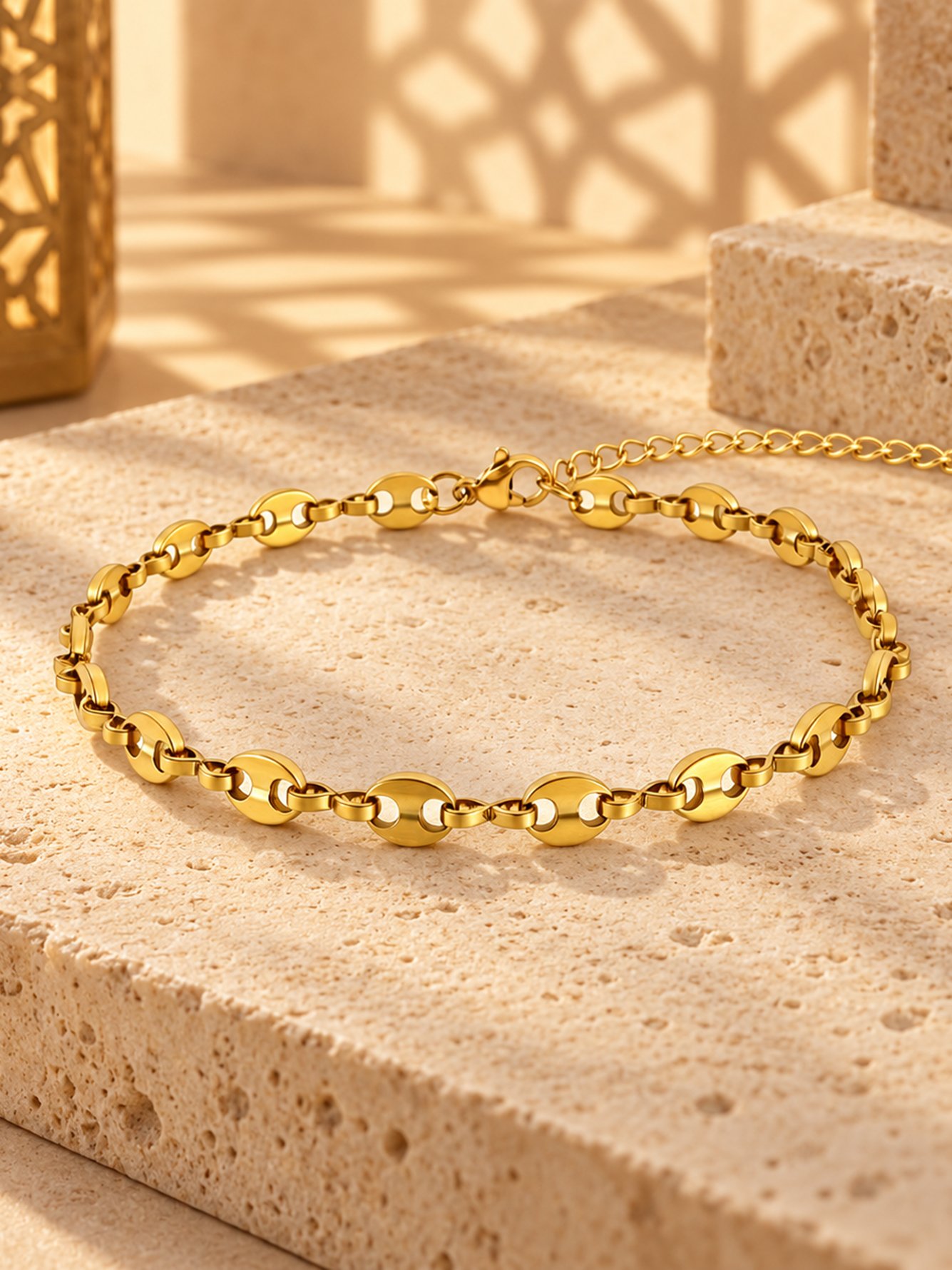 Gold Solid Charm Bracelet