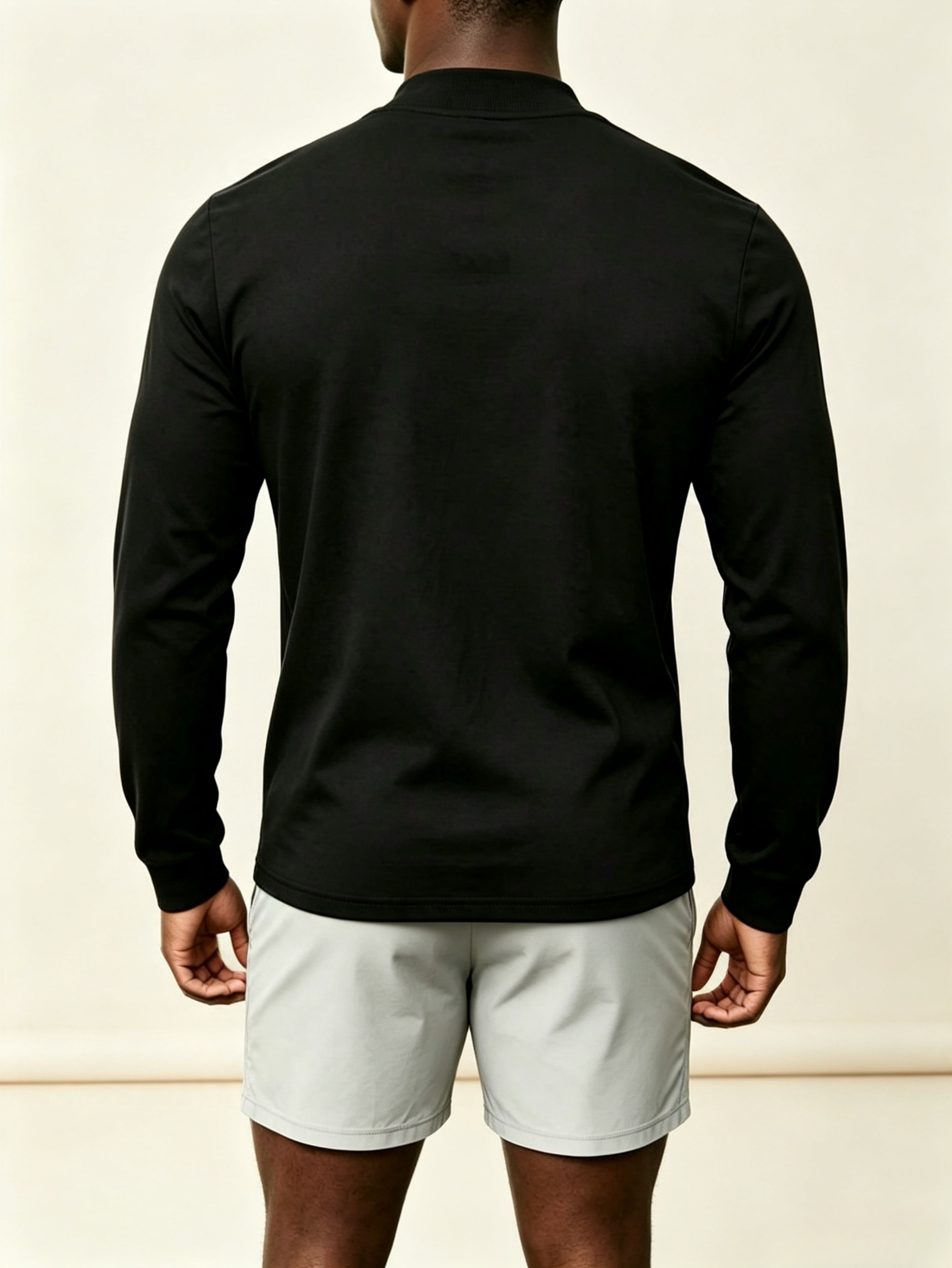 Black Solid High Neck Regular T-Shirt