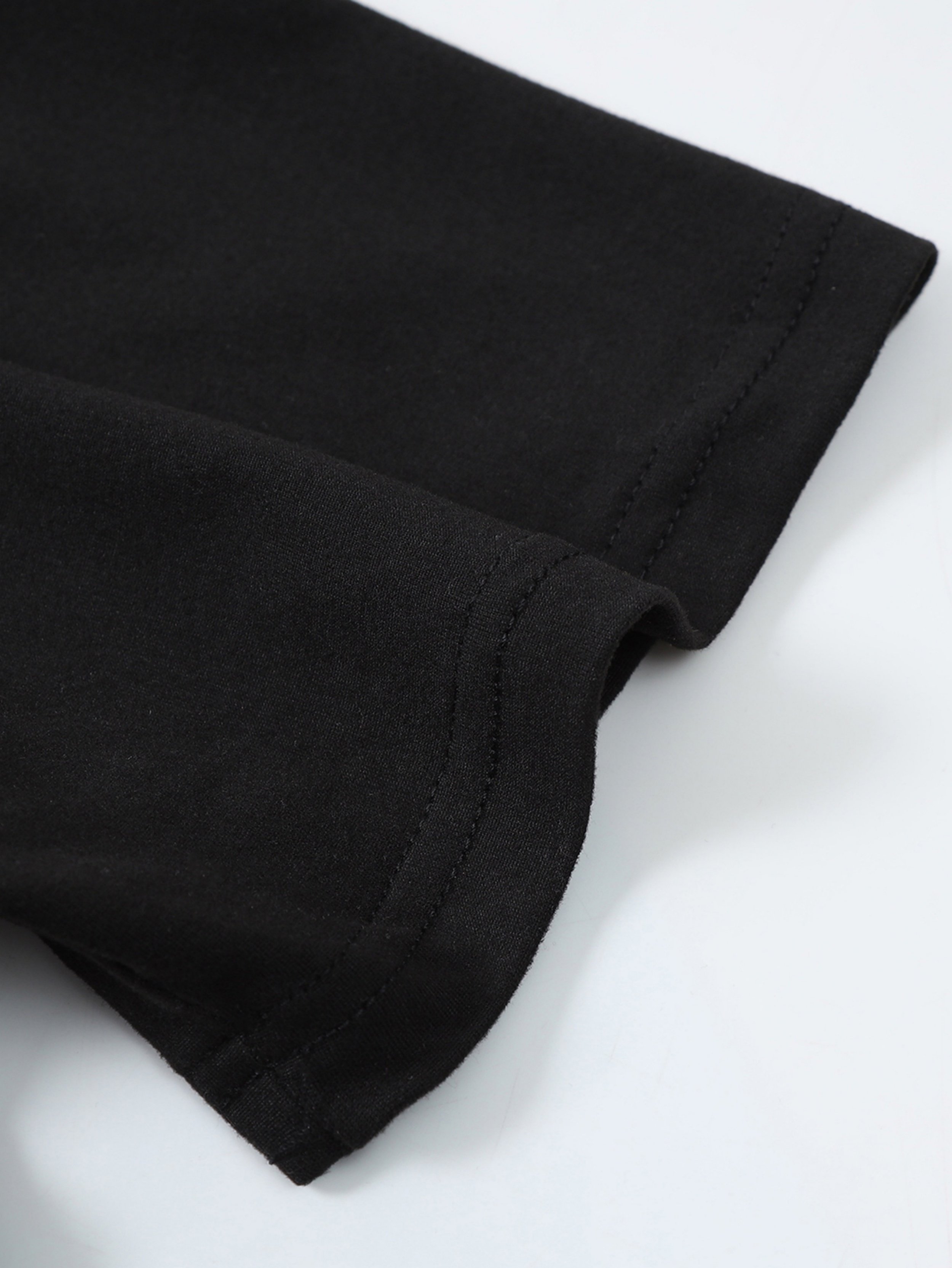 Black Solid High Neck Regular T-Shirt