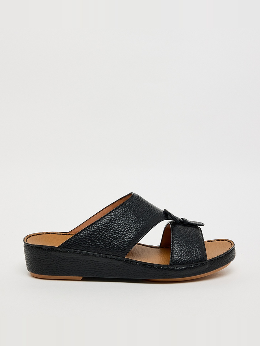 Men Black Leather Comfort Sandals