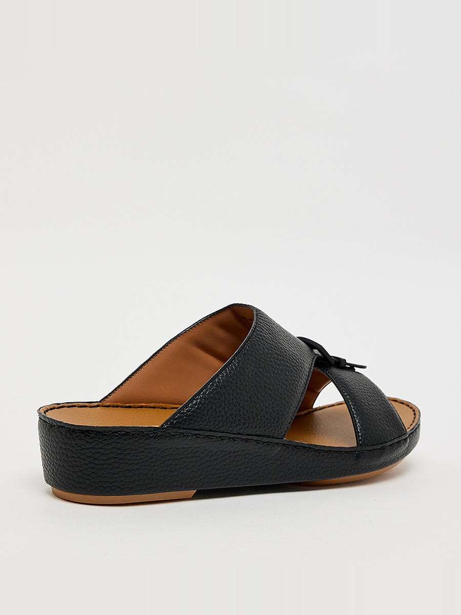 Men Black Leather Comfort Sandals