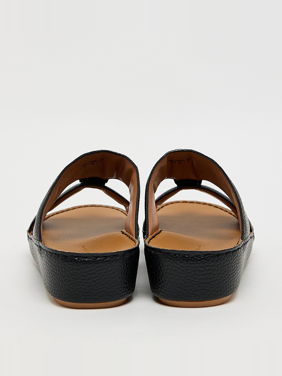 Men Black Leather Comfort Sandals