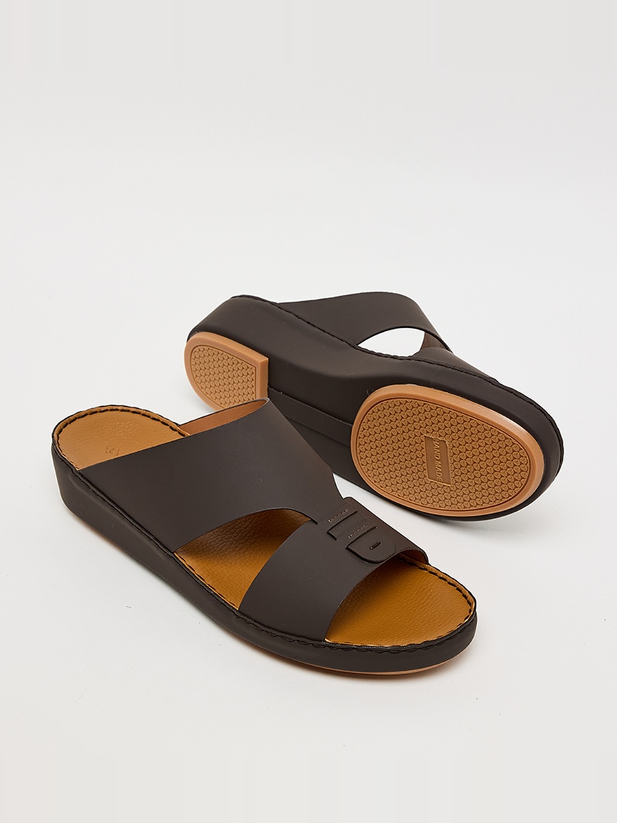 Men Coffee Brown Comfort Slip-On Sandals