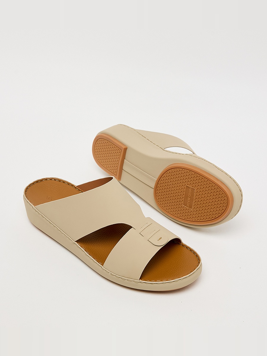Men Beige Comfort Slip-On Sandals