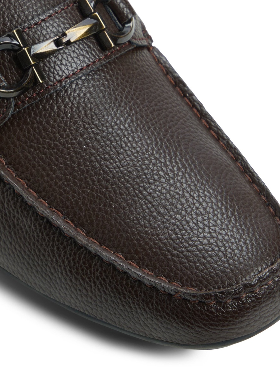 Men Brown Leather Moccasin Loafers