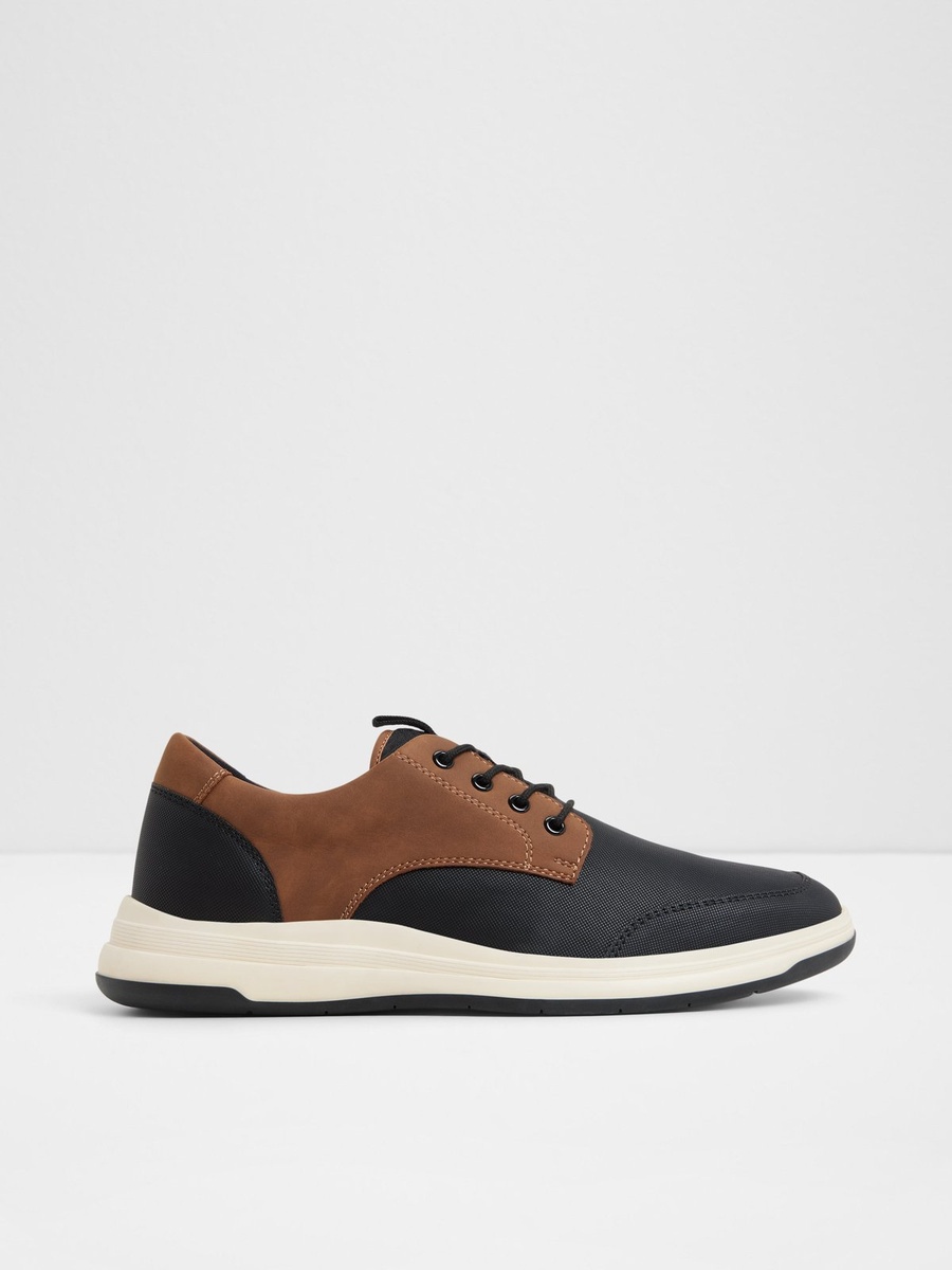 Men Khaki and Black Casual Lace-Up Sneakers