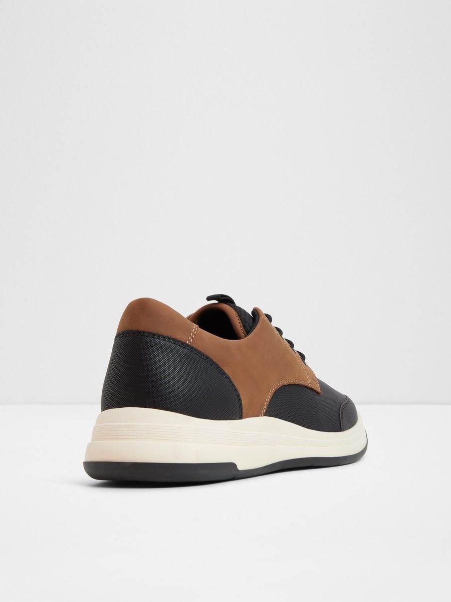 Men Khaki and Black Casual Lace-Up Sneakers