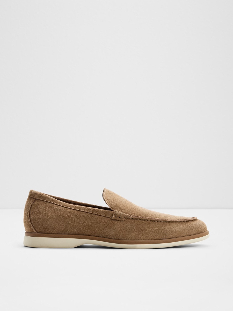 Men Tan Suede Slip-On Loafers
