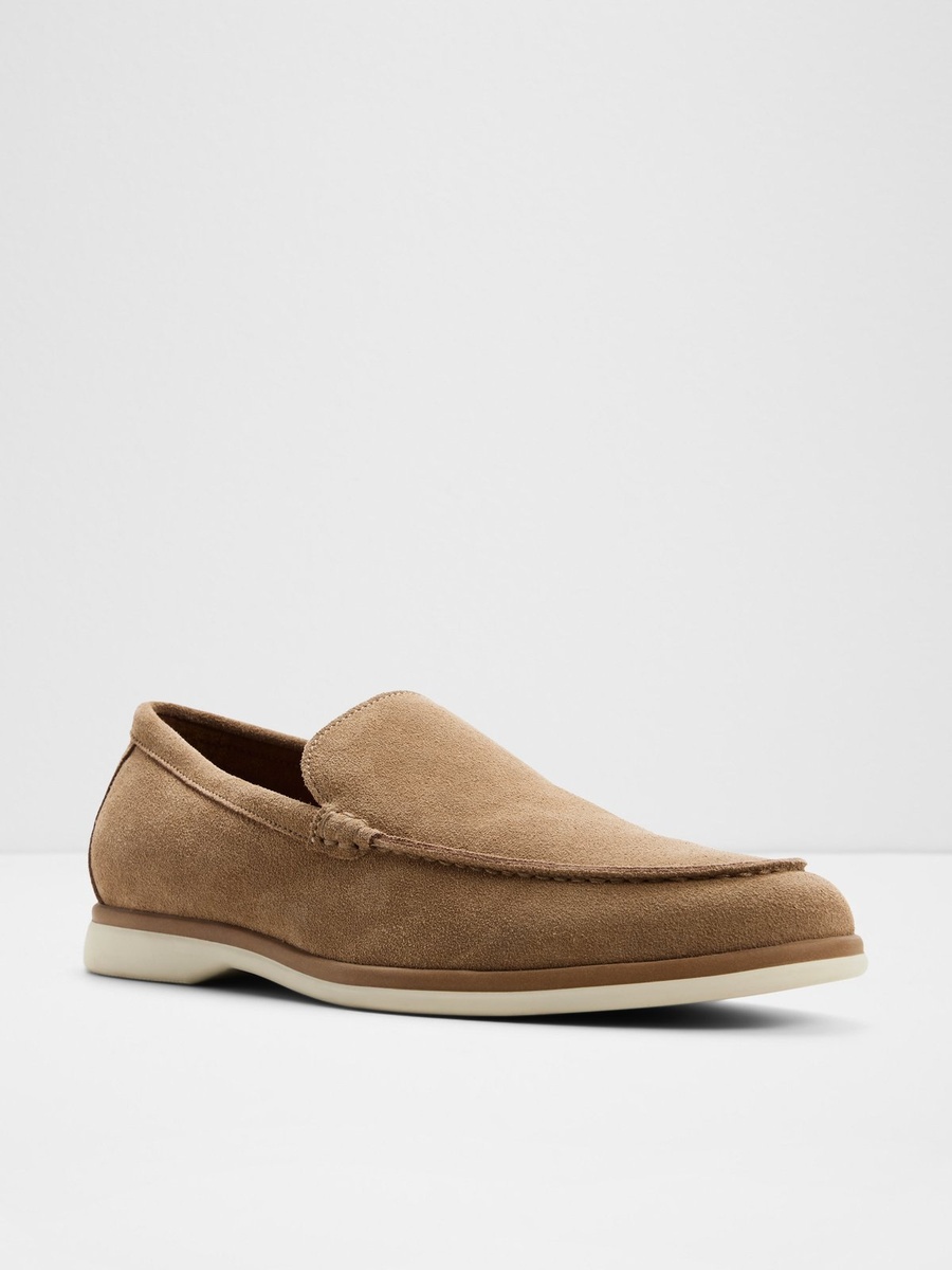 Men Tan Suede Slip-On Loafers
